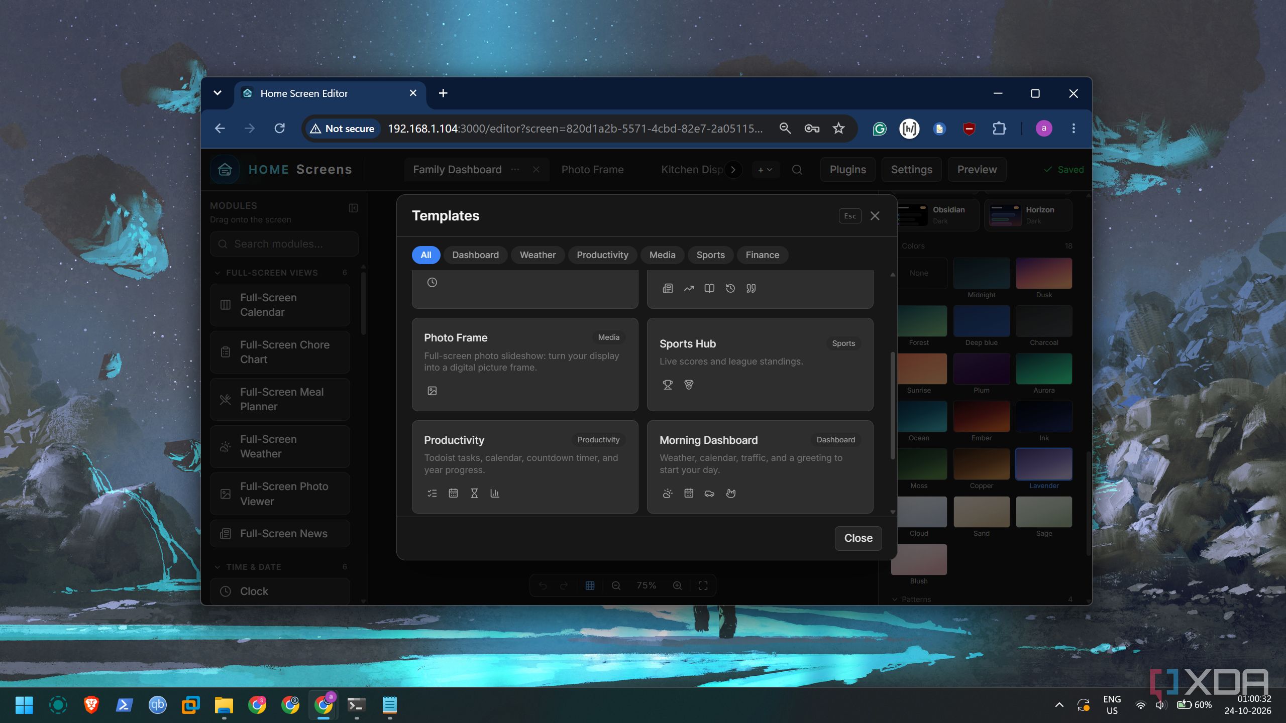 screenshot of home screens templates