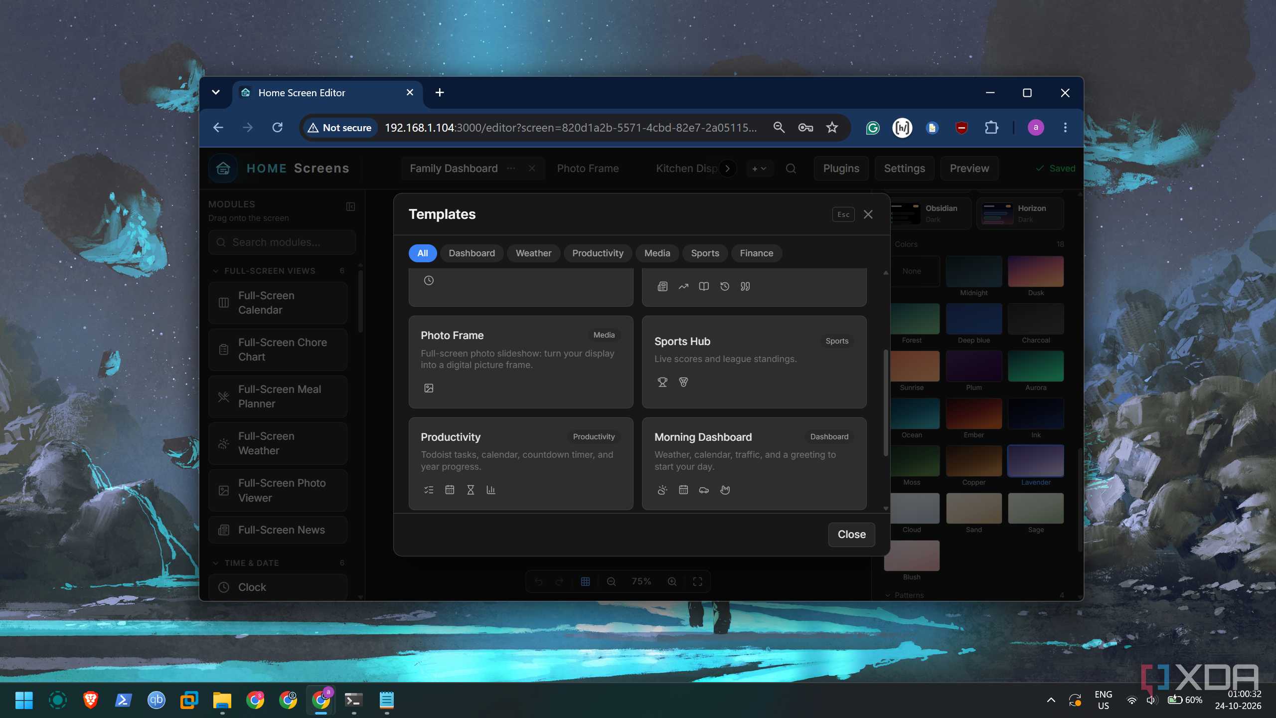 screenshot of home screens templates