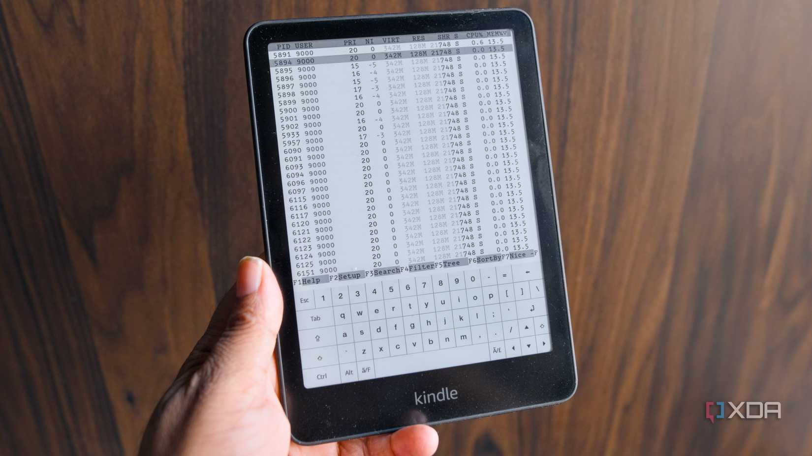 Running htop with Debian chroot on Kindle
