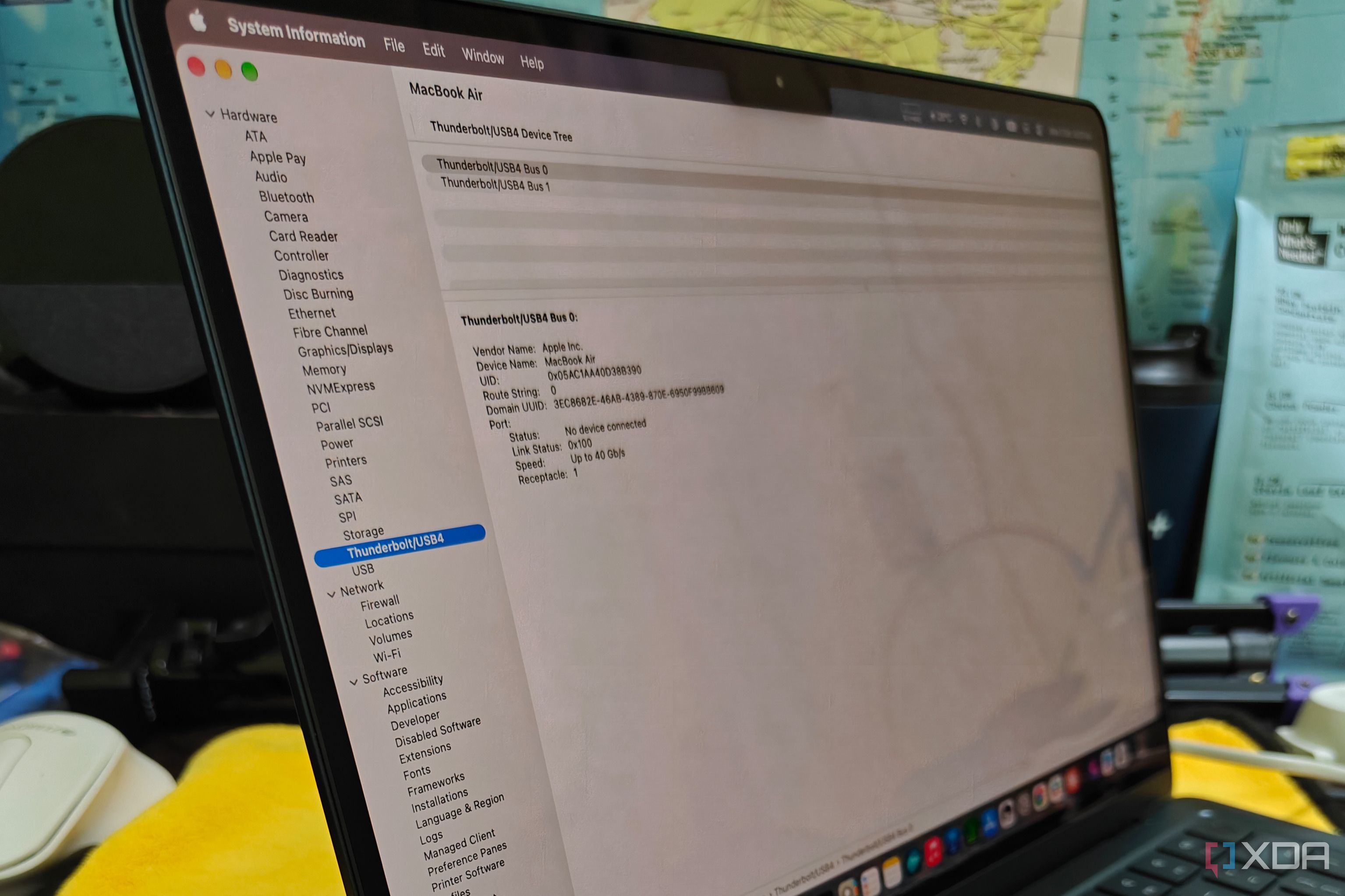 macbook air showing thunderbolt section in system information