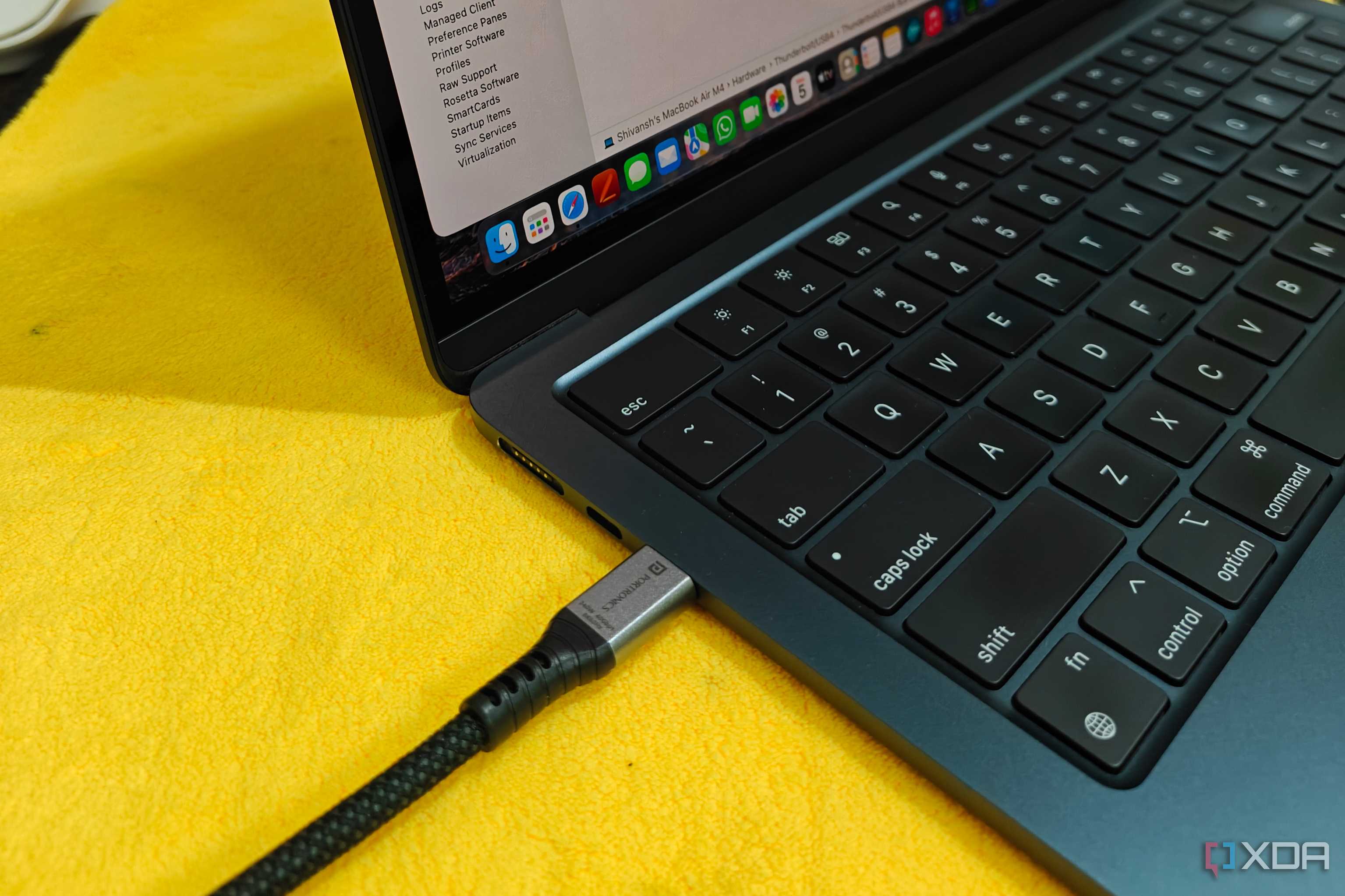 macbook air has a USB 4 cable inserted