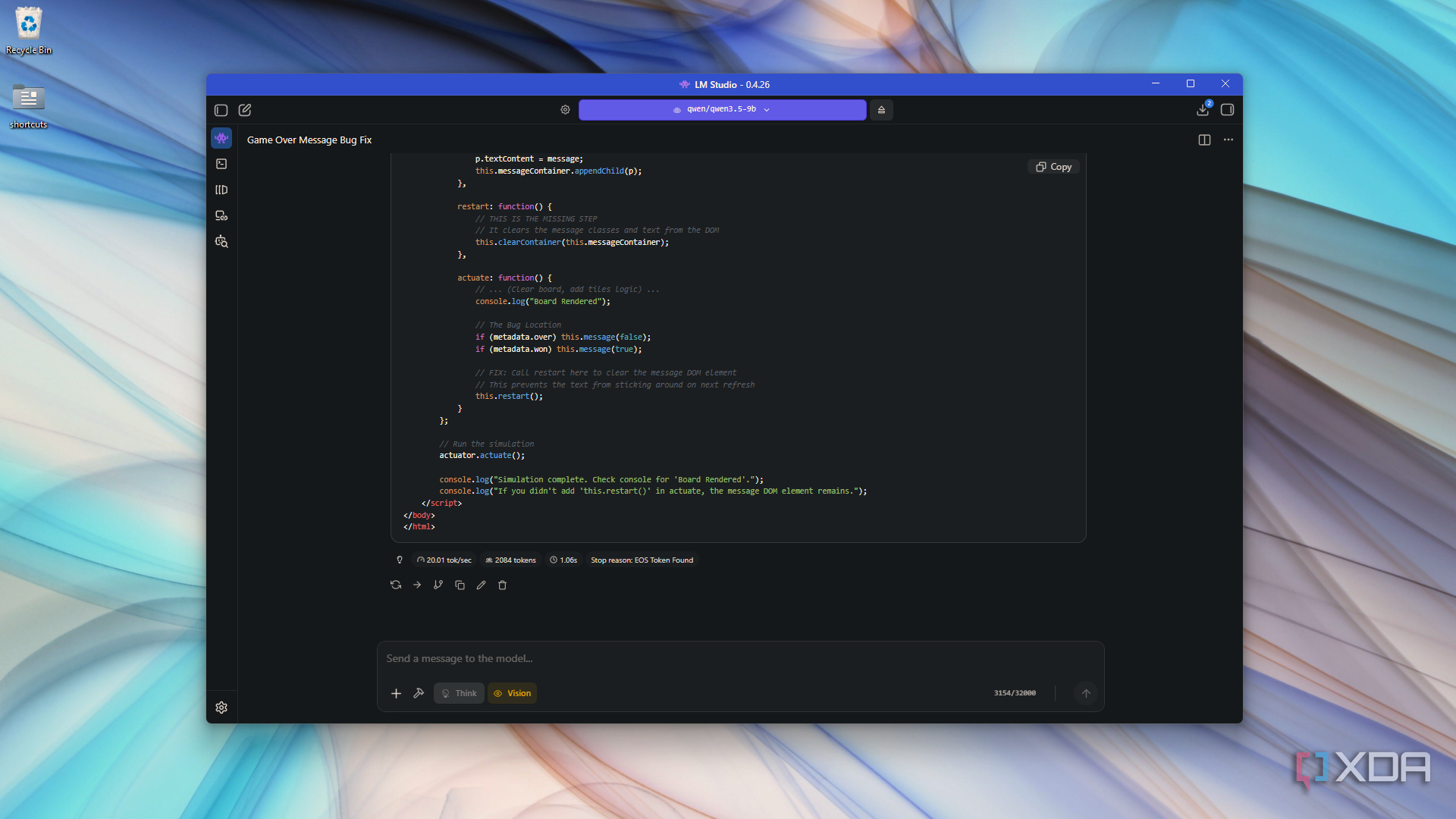 injecting restart call in actuate via LM Studio