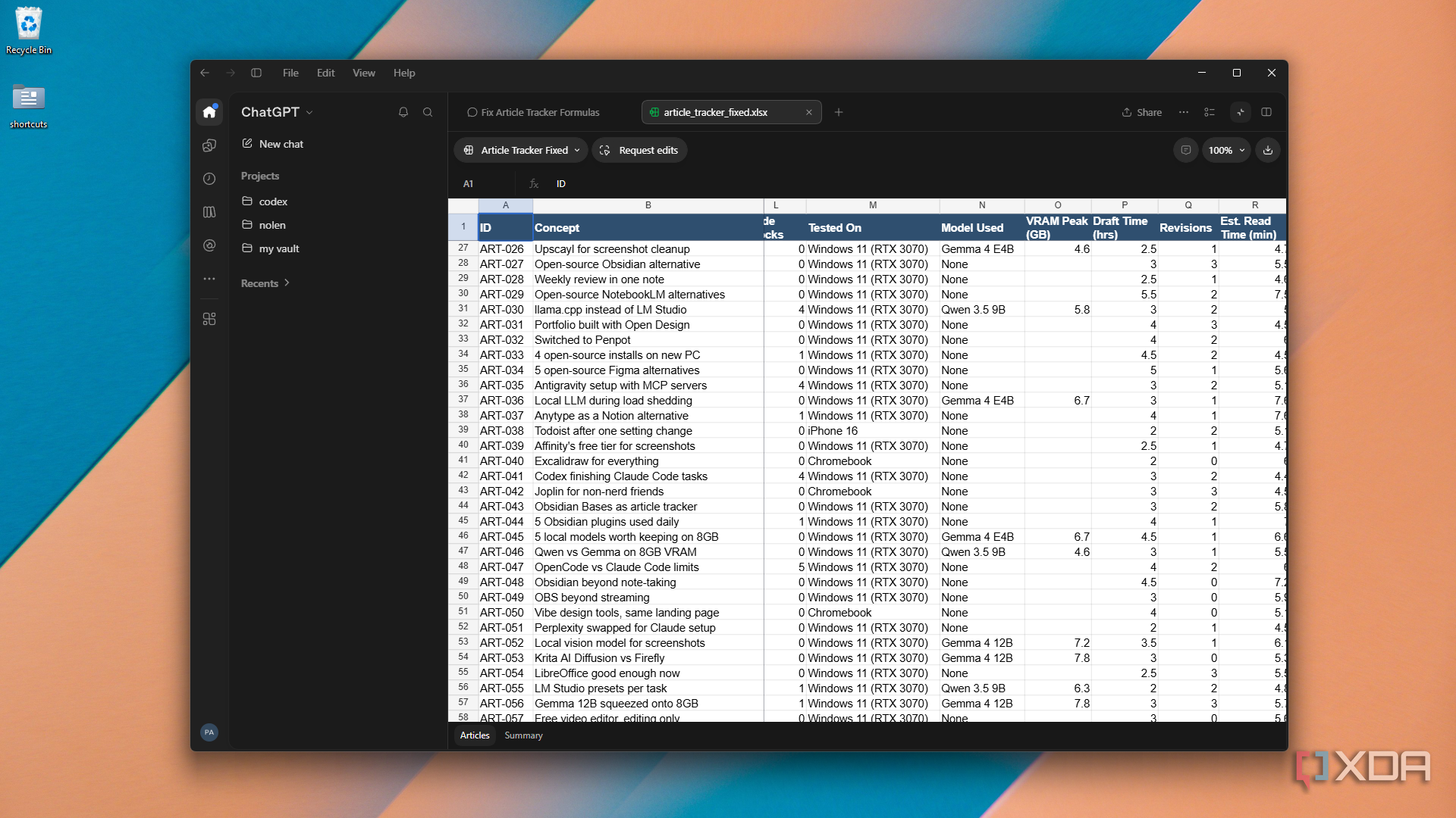inspecting fixed tracker spreadsheet in ChatGPT