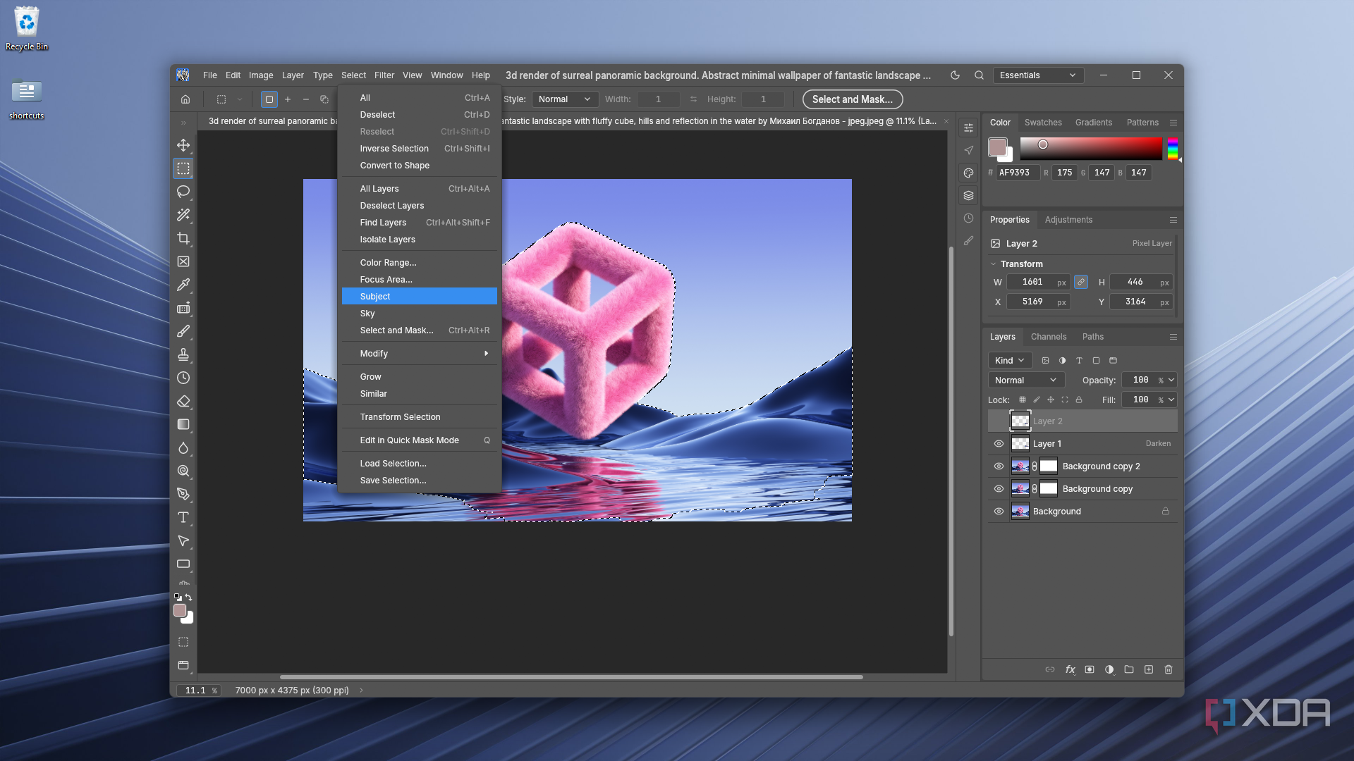 invoking Subject from Select menu in PhotoCraft