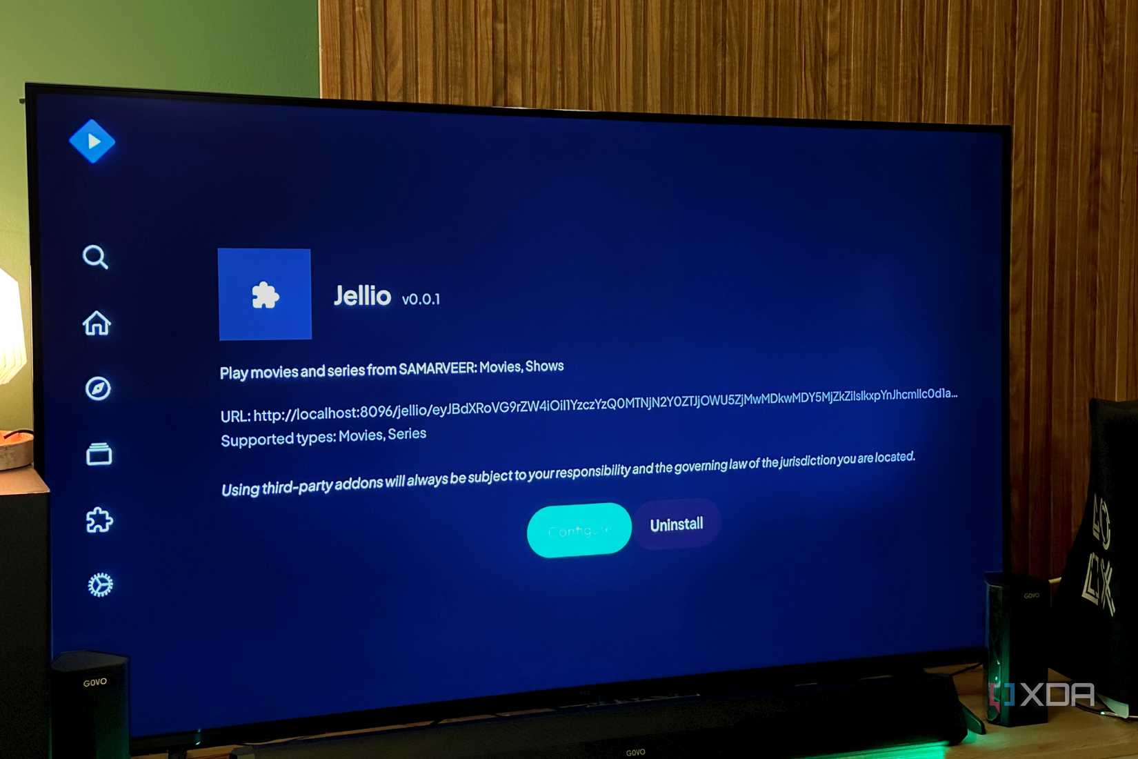 Jellio add-on for Stremio and Jellyfin bridge on TV app.