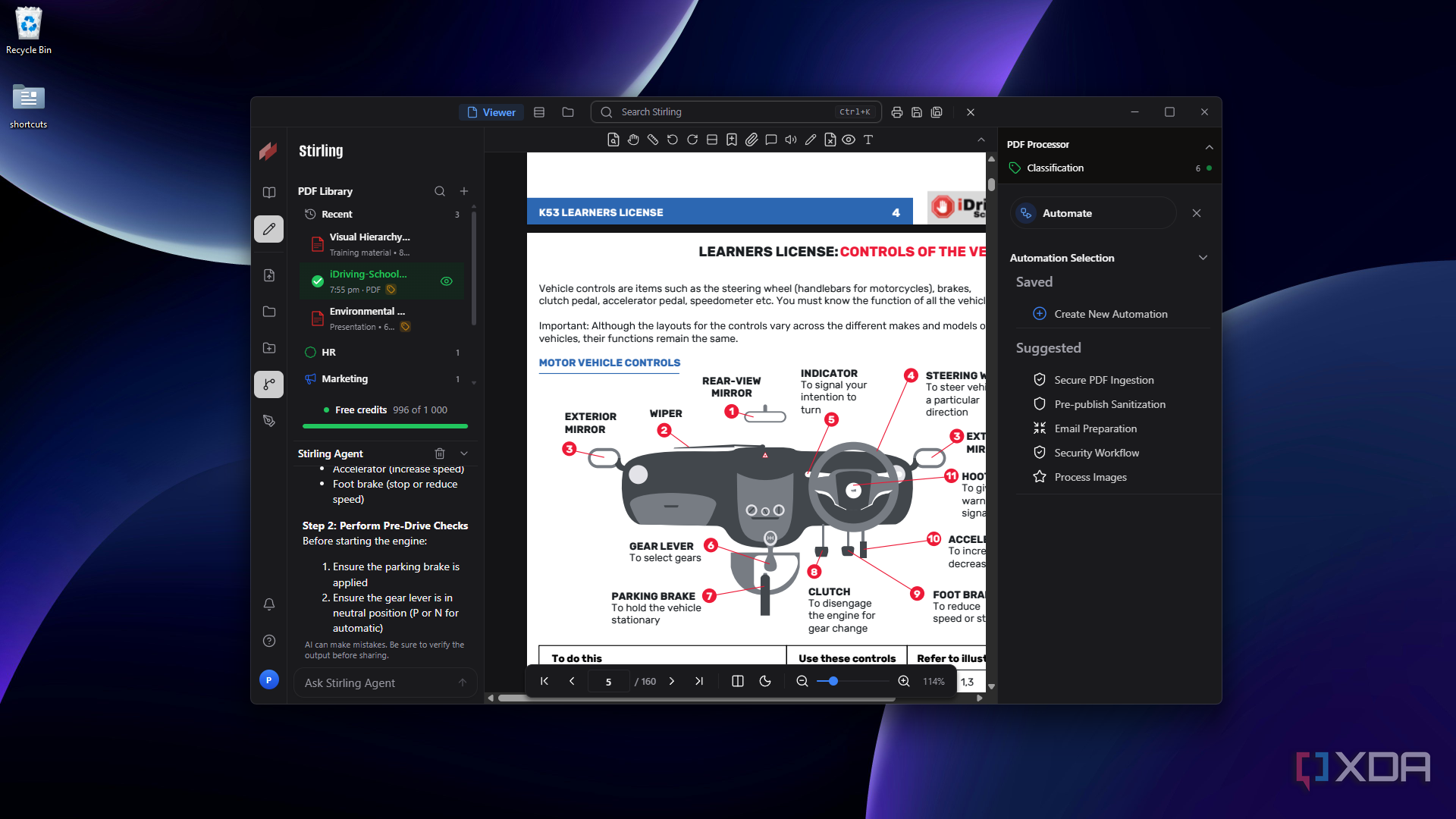 juxtaposing agent reply beside motor controls page in Stirling