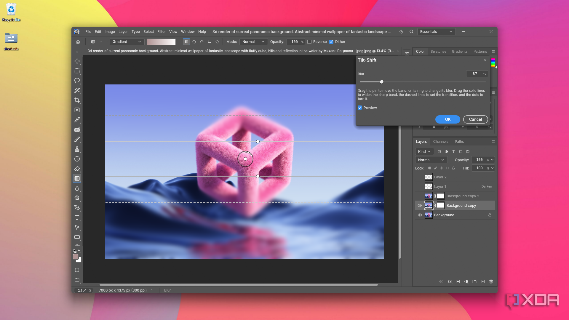 keeping Tilt-Shift blur band in PhotoCraft