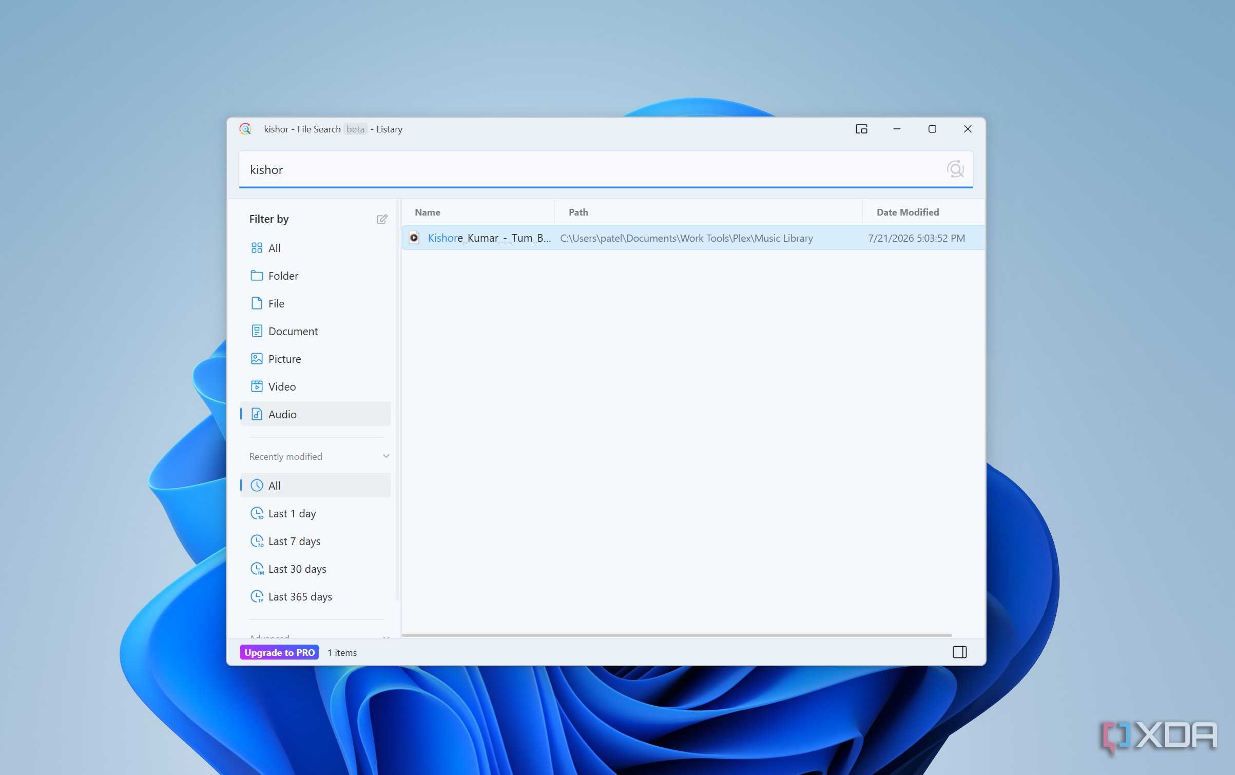 Audio search in Listary