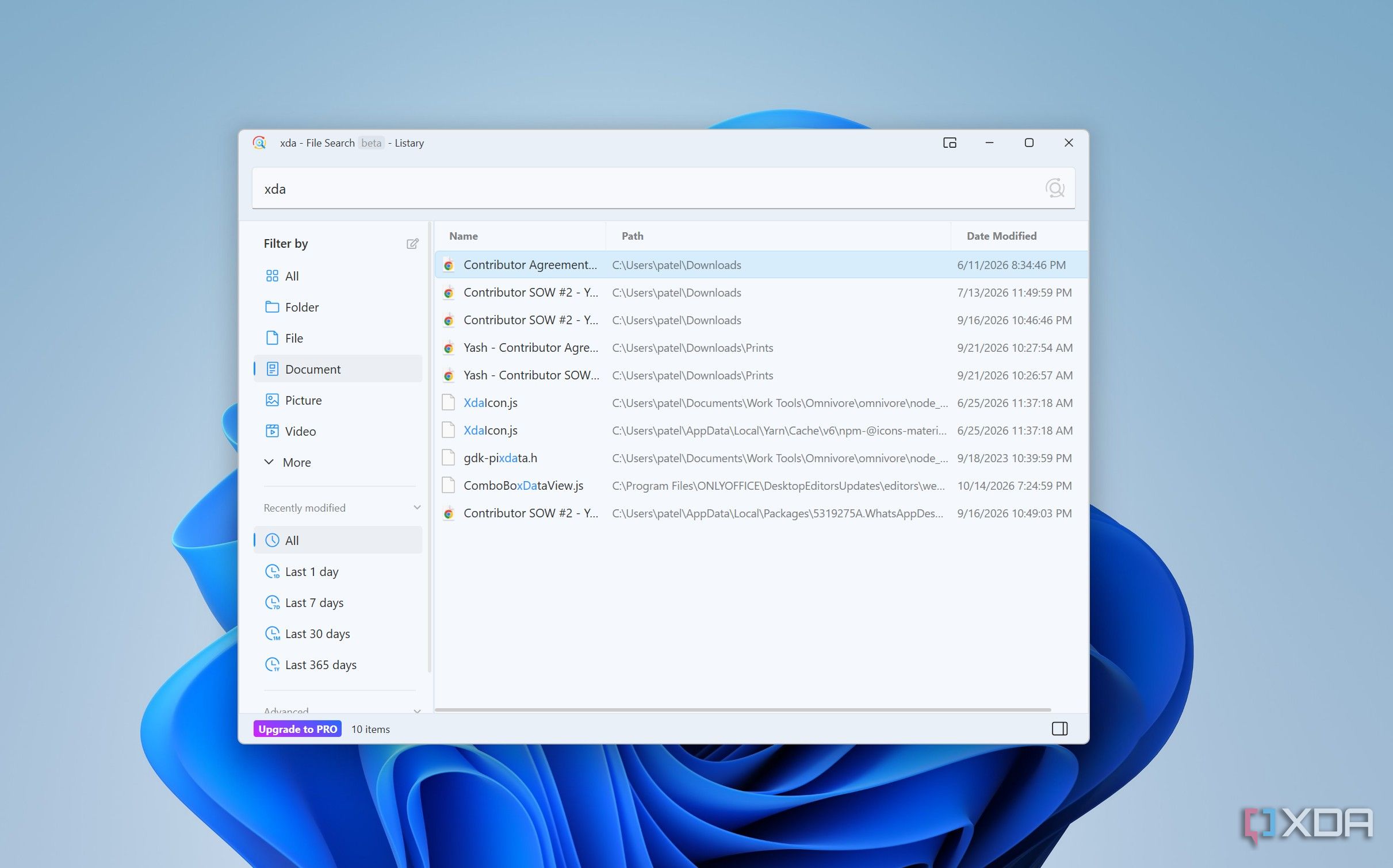 Document search in Listary
