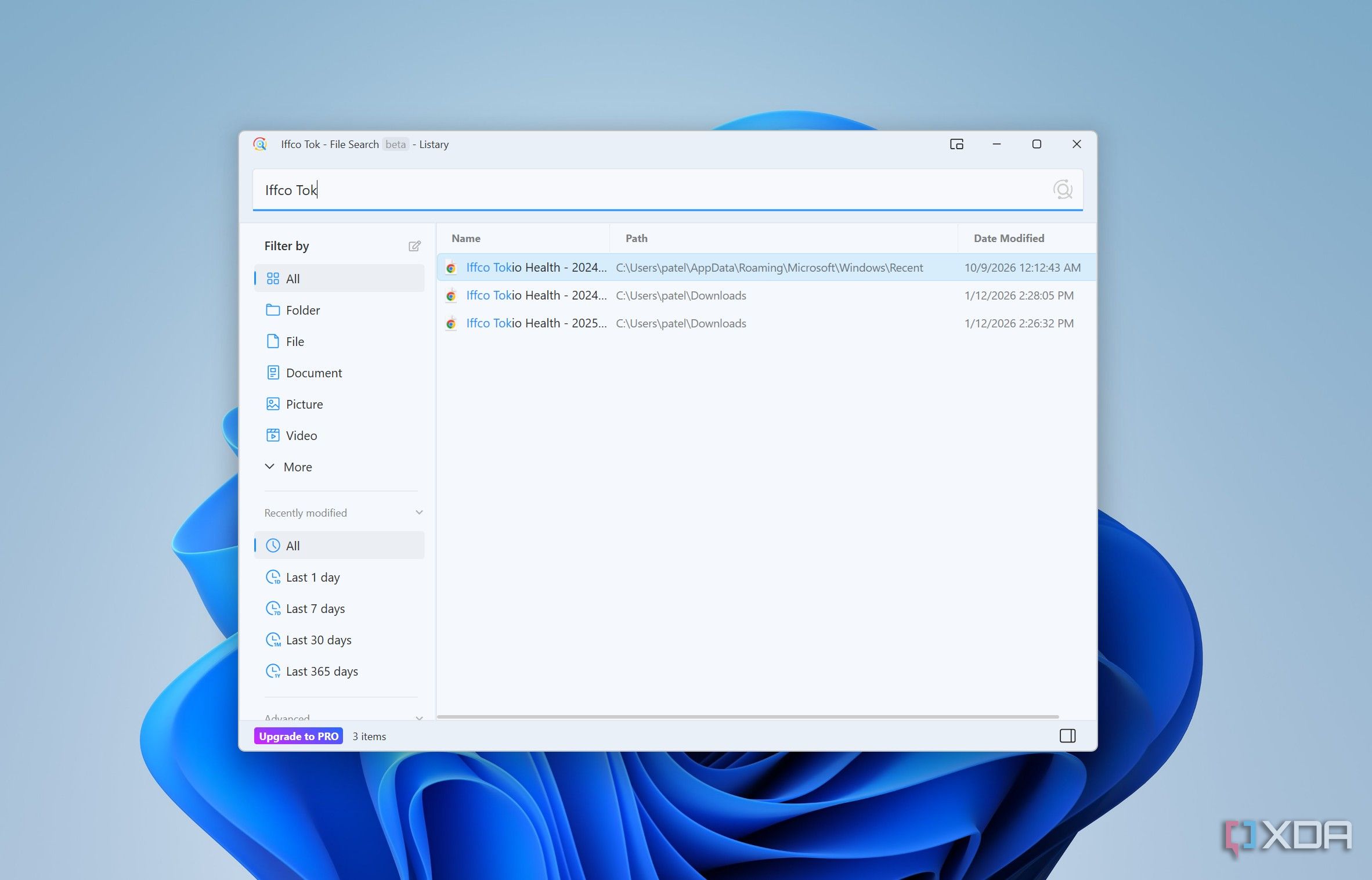 Search in Listary