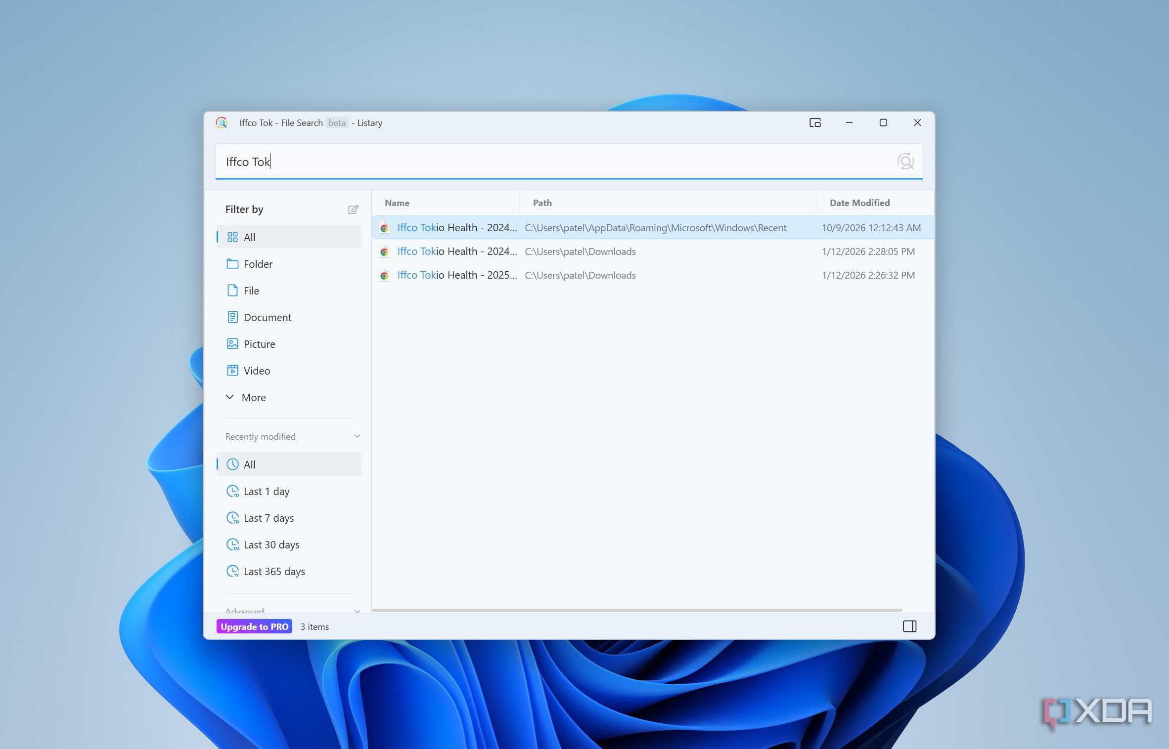 Search in Listary