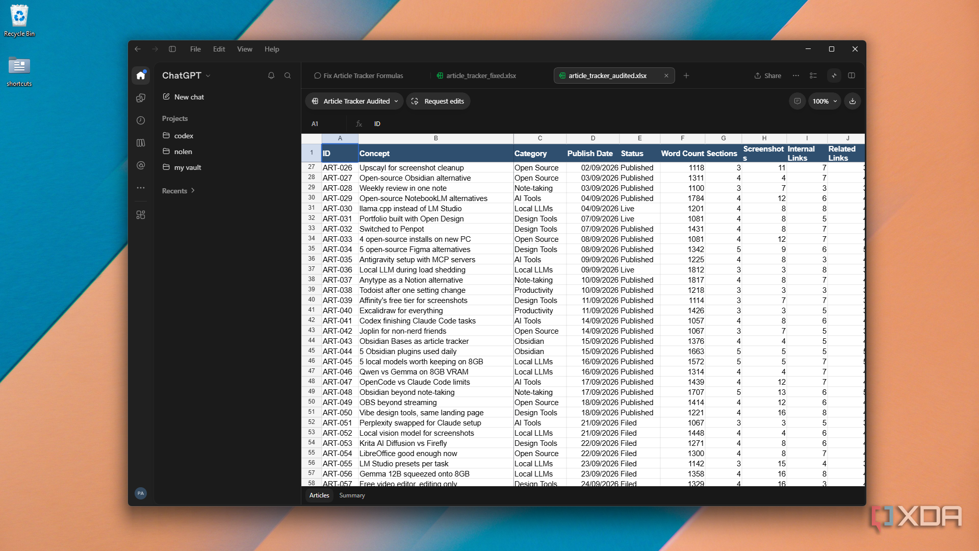 looking at audited tracker spreadsheet in ChatGPT