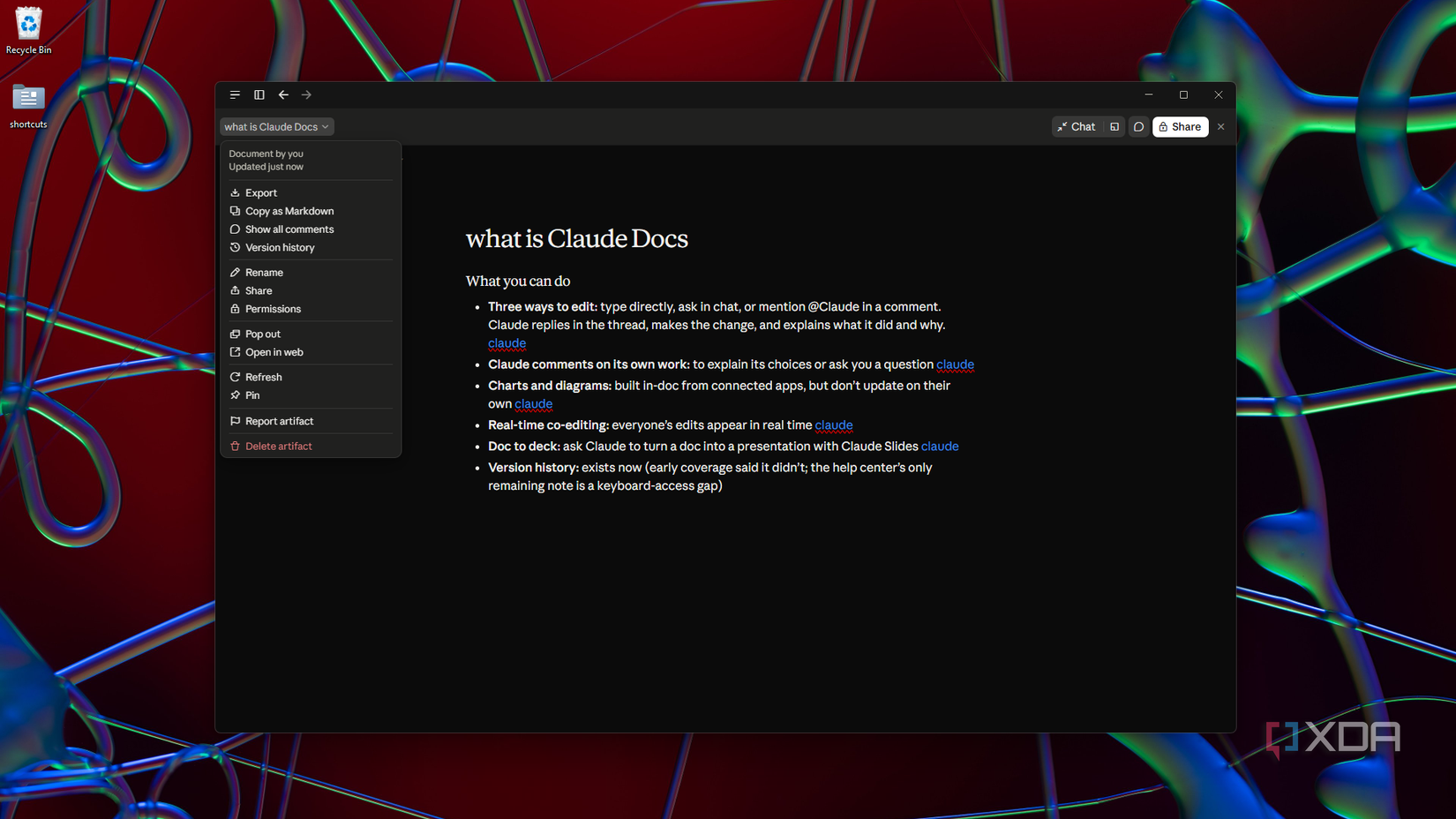 looking at what is Claude Docs doc menu