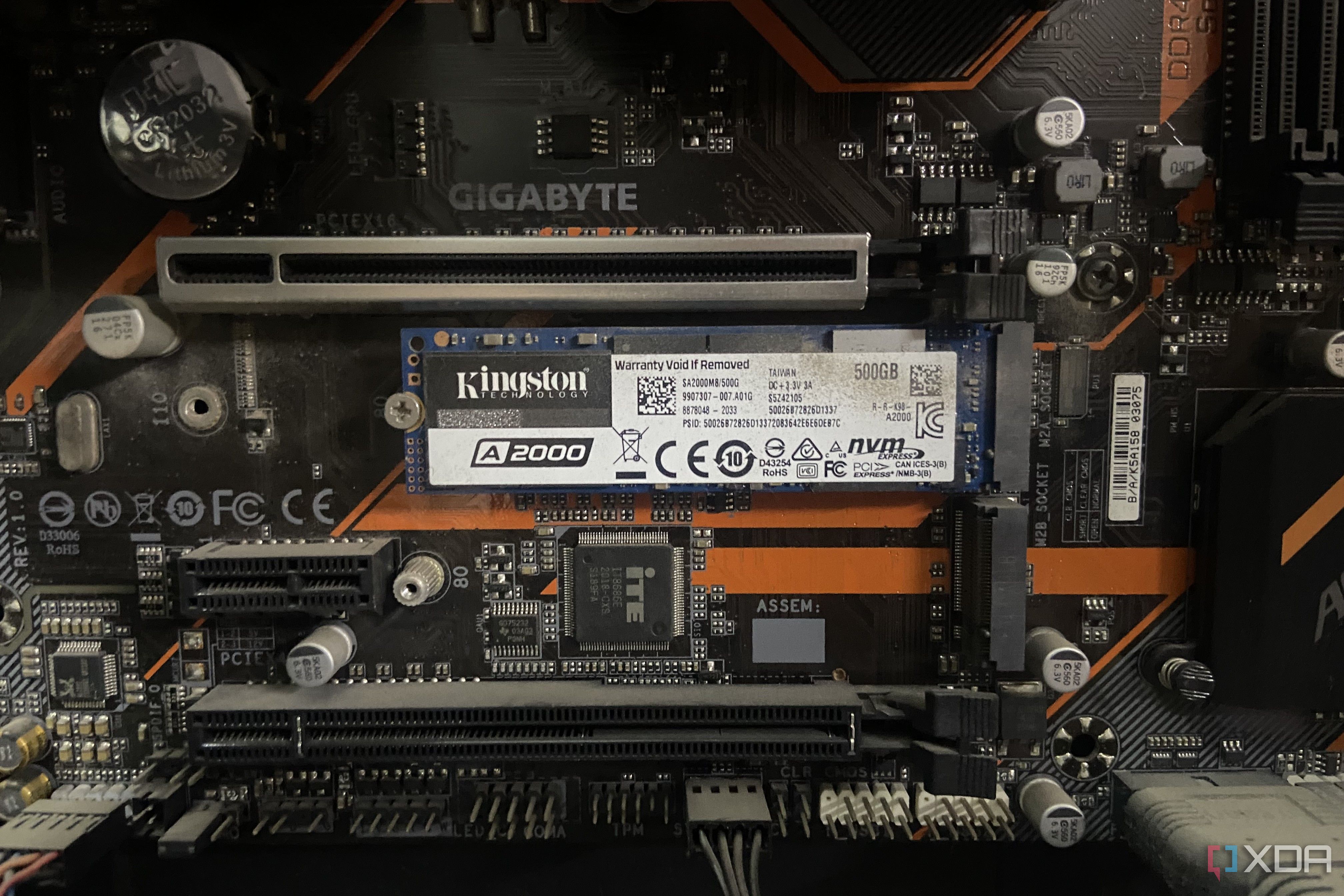 A Kingston SSD in an M.2 slot.