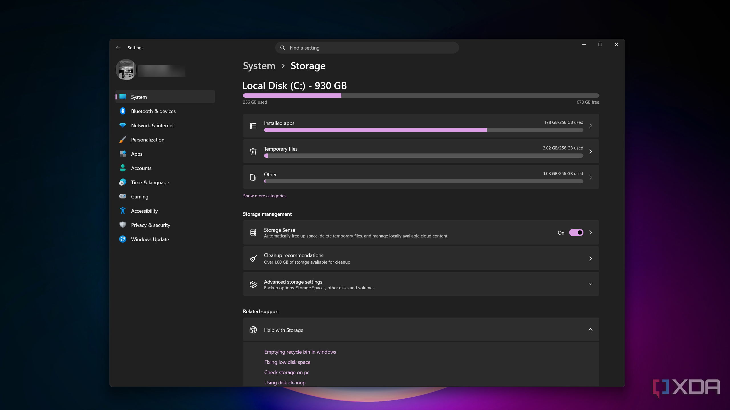 Maintenance Storage Sense Windows 11