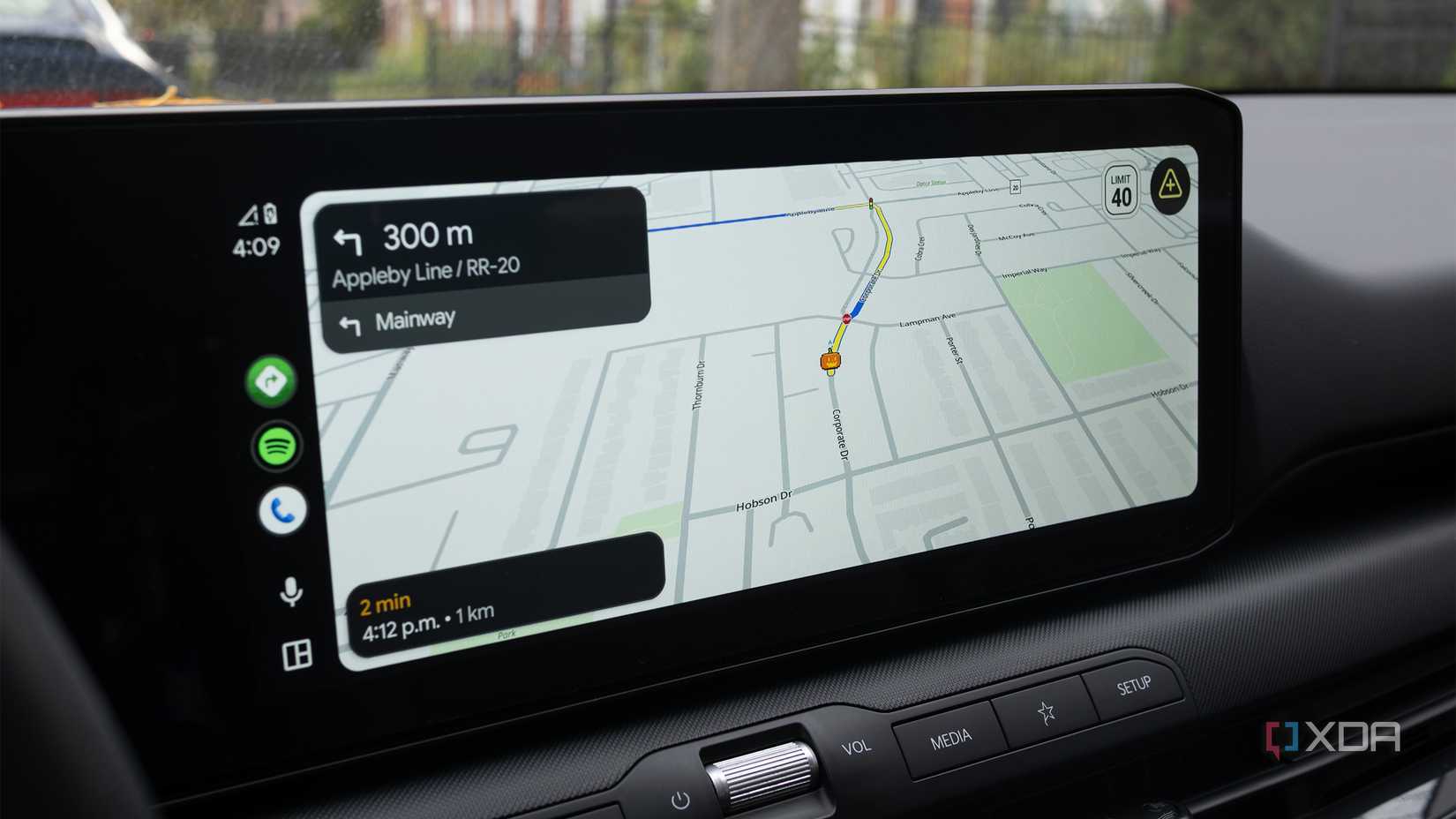 MapQuest running in Android Auto in a car