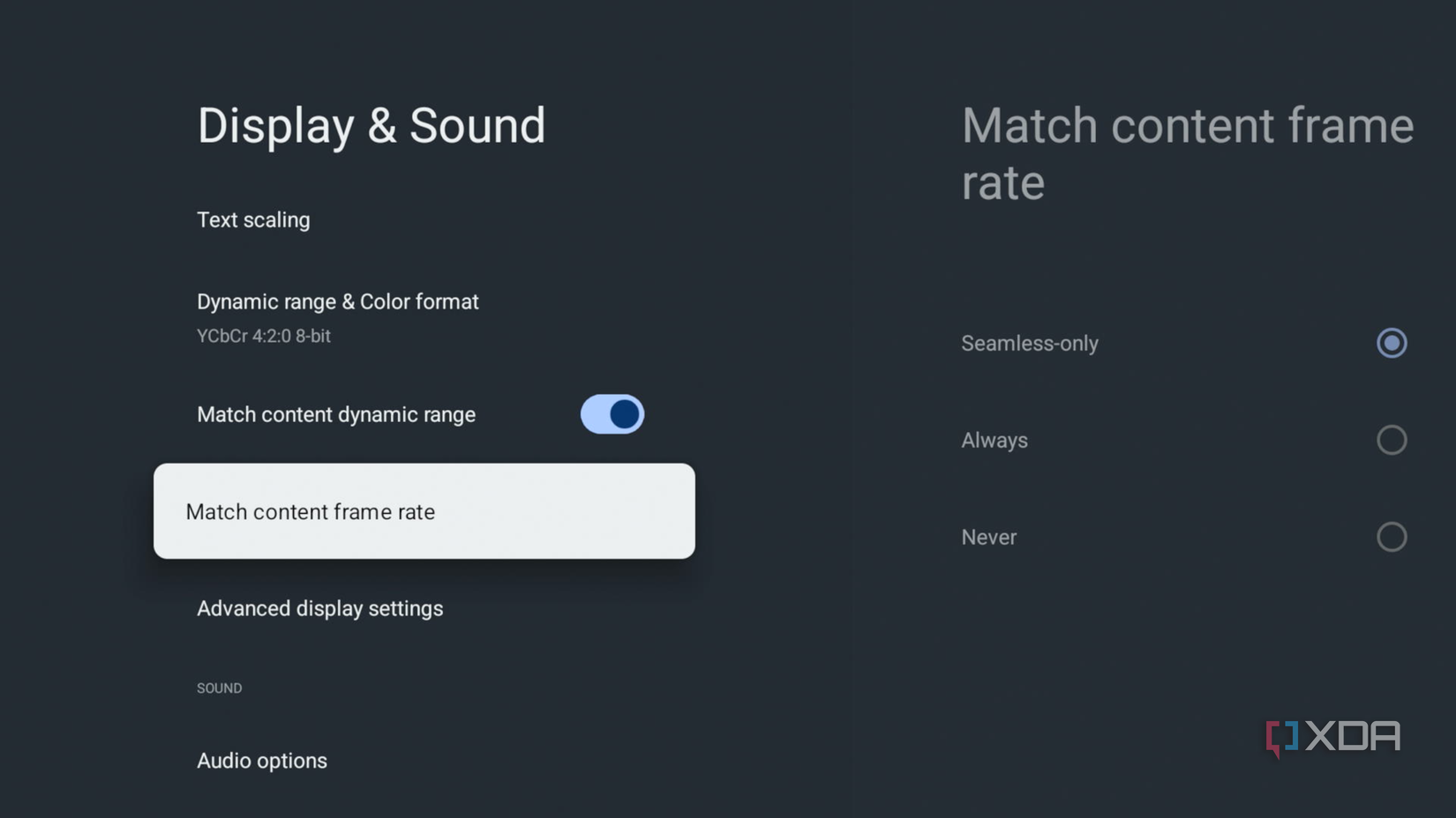 Match content frame rate