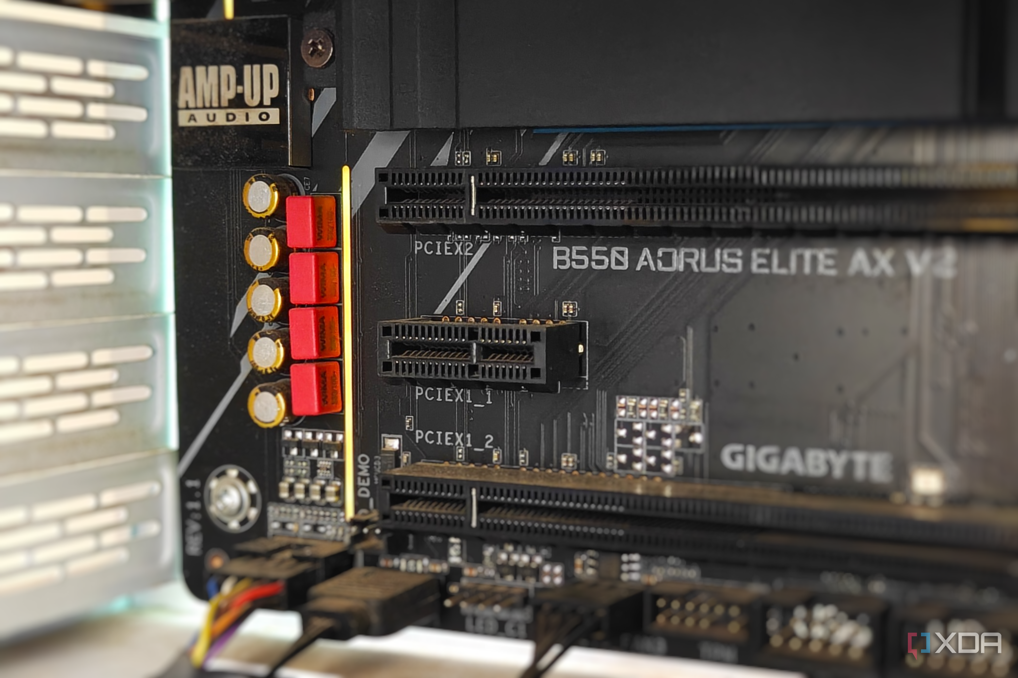 Close-up of a PCIe x1 slot on a motherboard