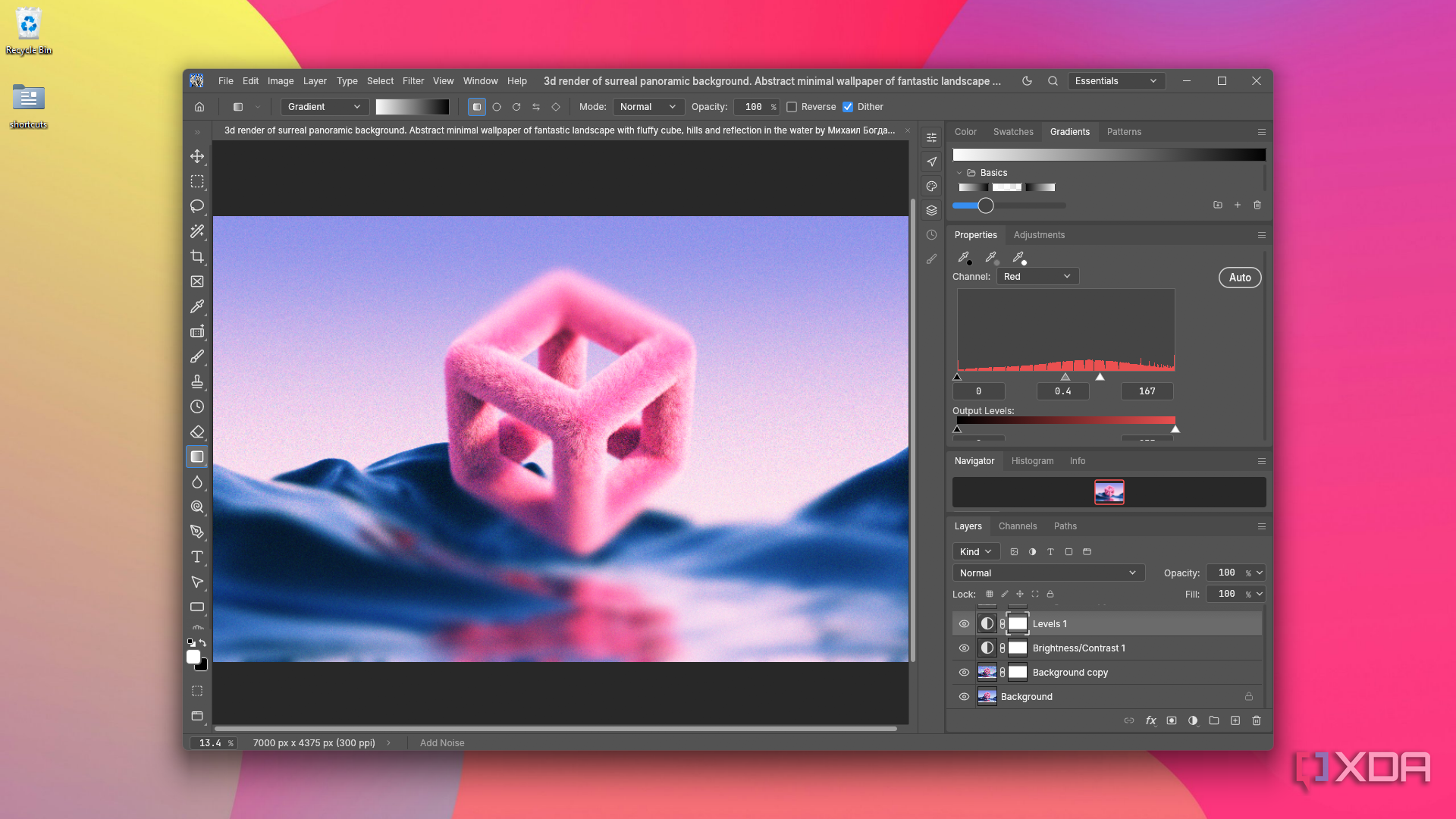 nudging red channel levels in PhotoCraft