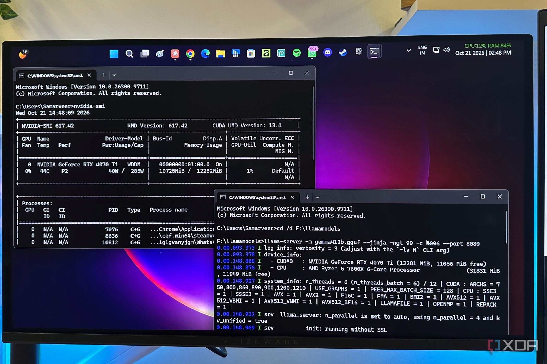 nvidia-smi-running-while-llama-cpp-hosts-gemma-4-on-local-server