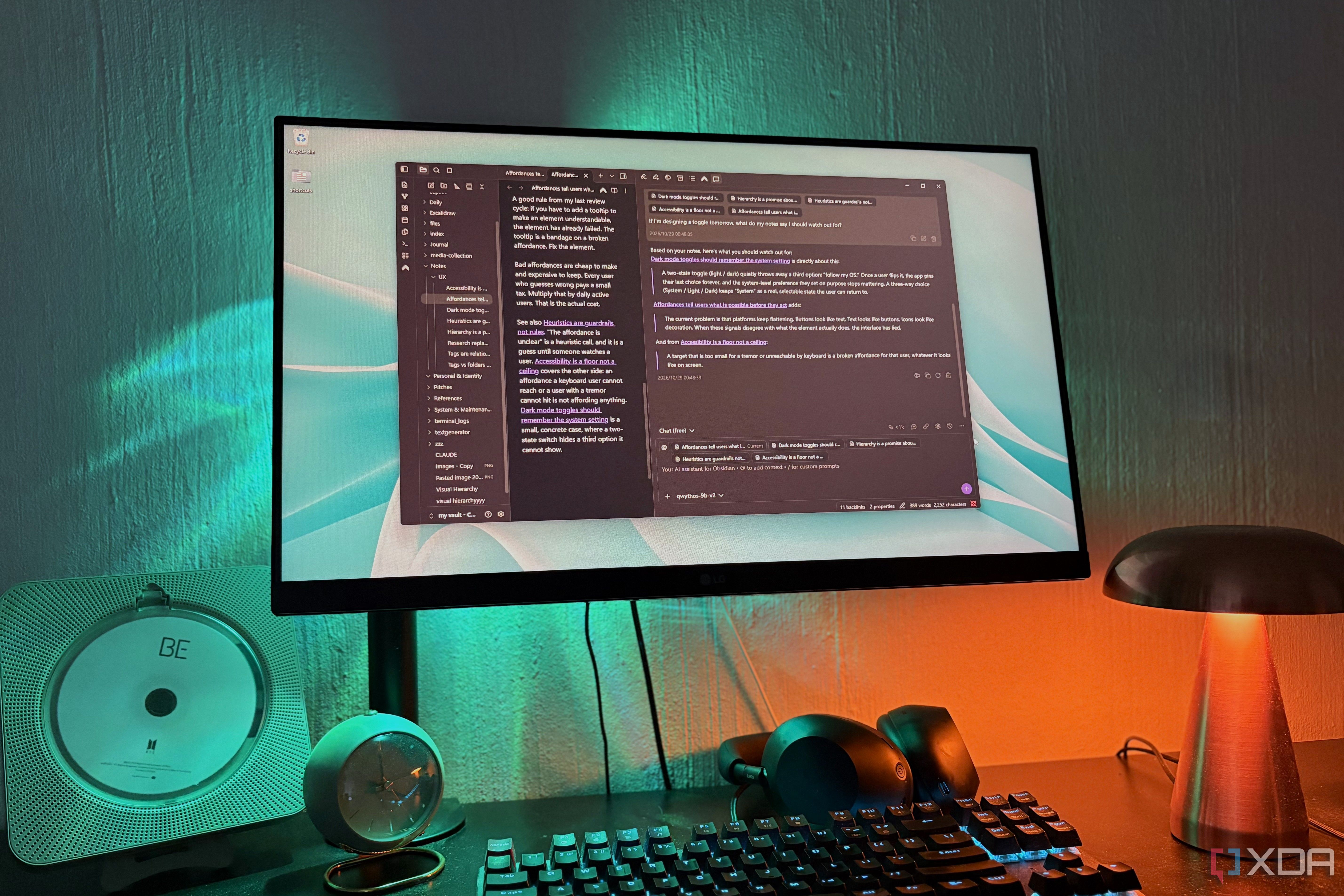 obsidian copilot with qwythos on desktop pc