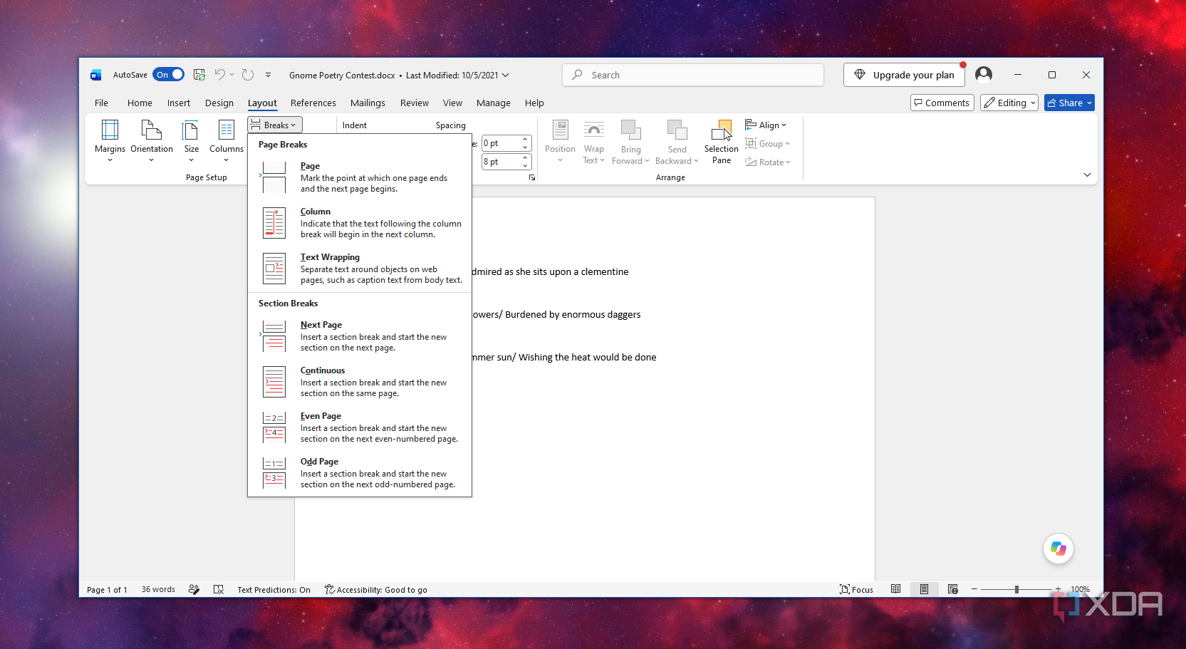 Break styles in Microsoft Office