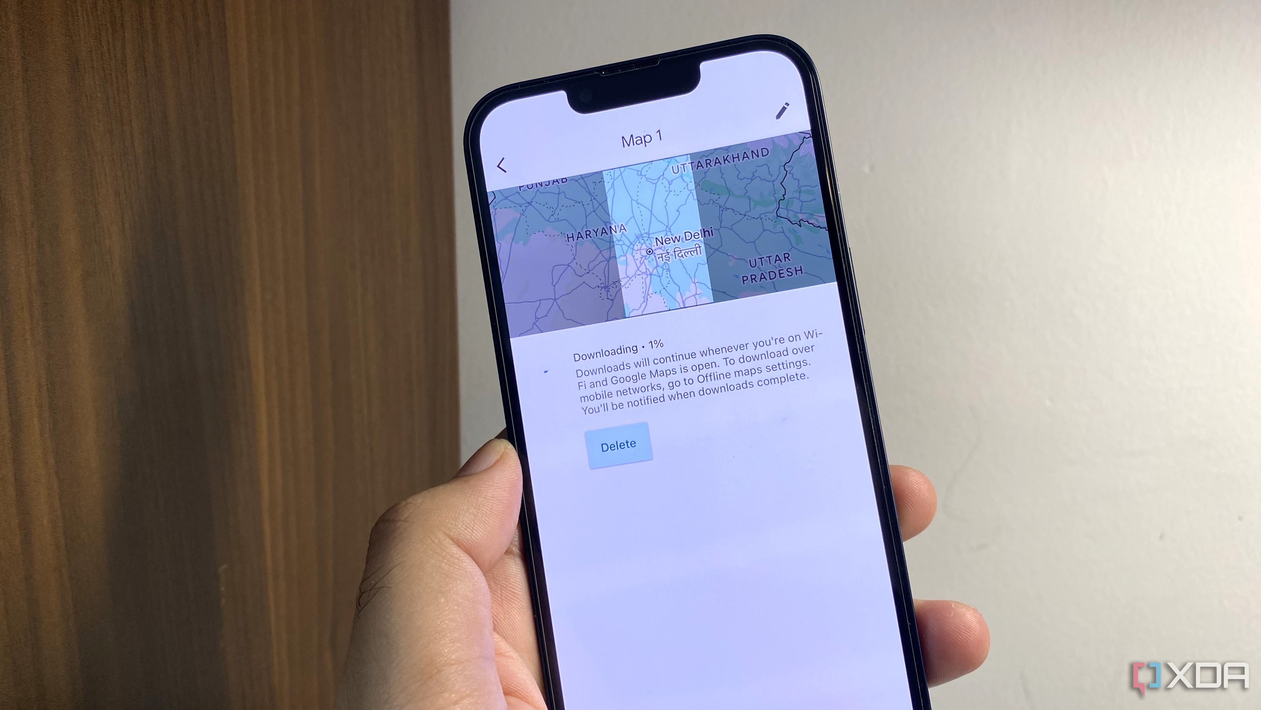 offline maps download in progress on Google Maps