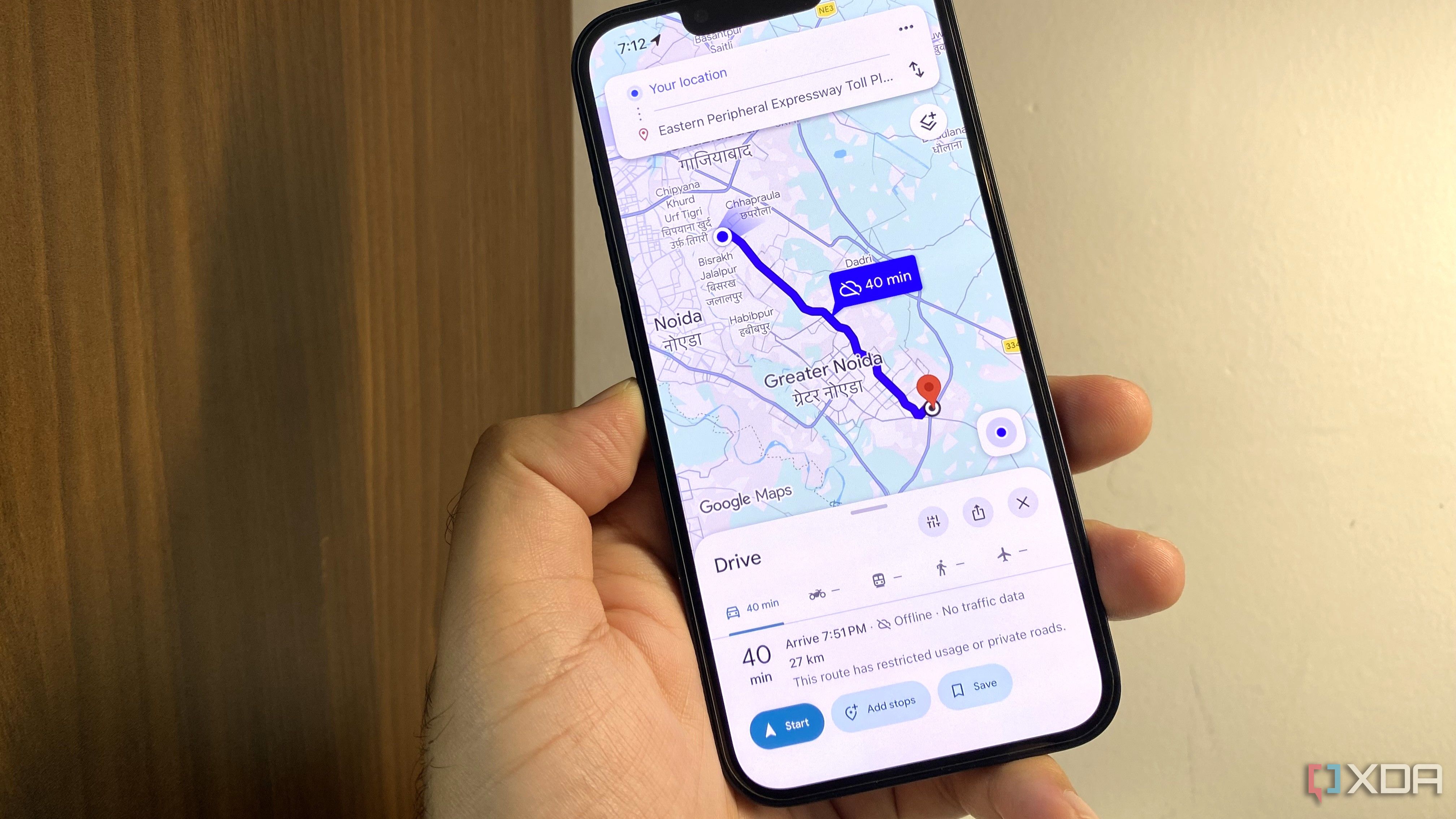 navigating using downloaded offline maps in Google Maps