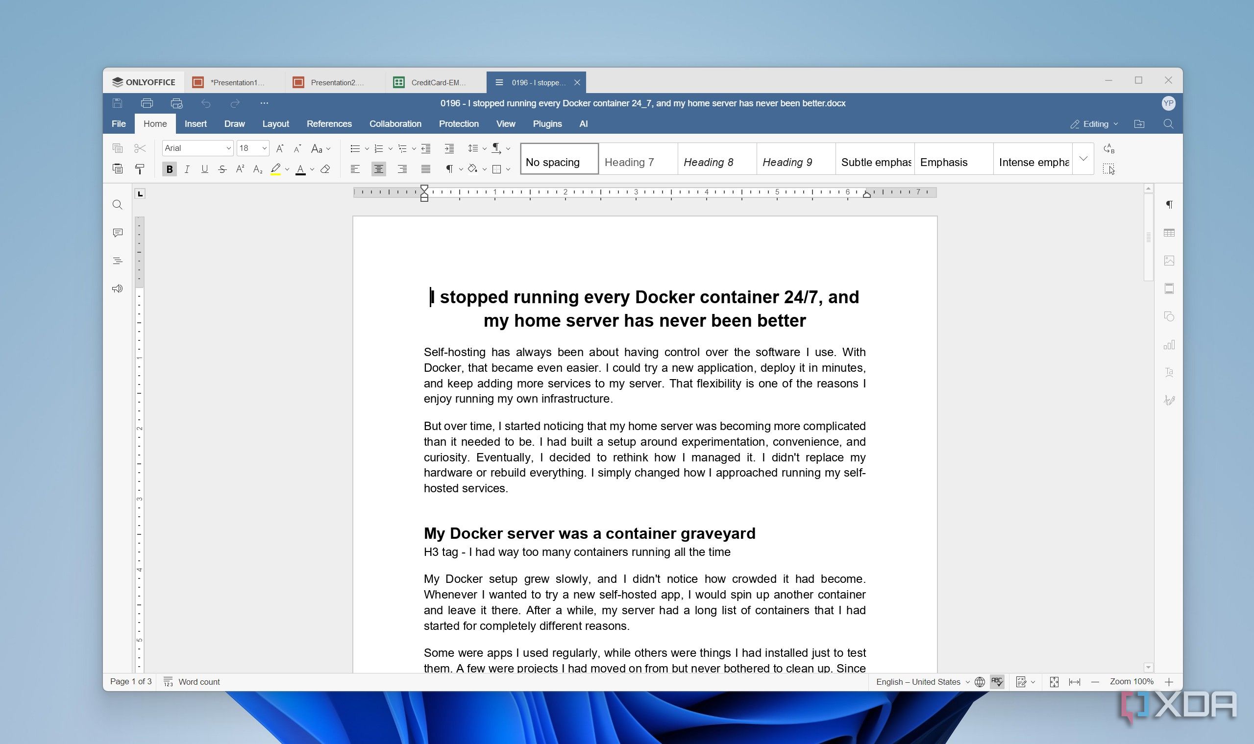 Tech blog open in OnlyOffice