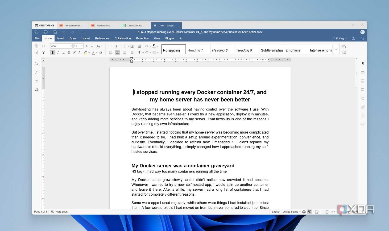 Tech blog open in OnlyOffice