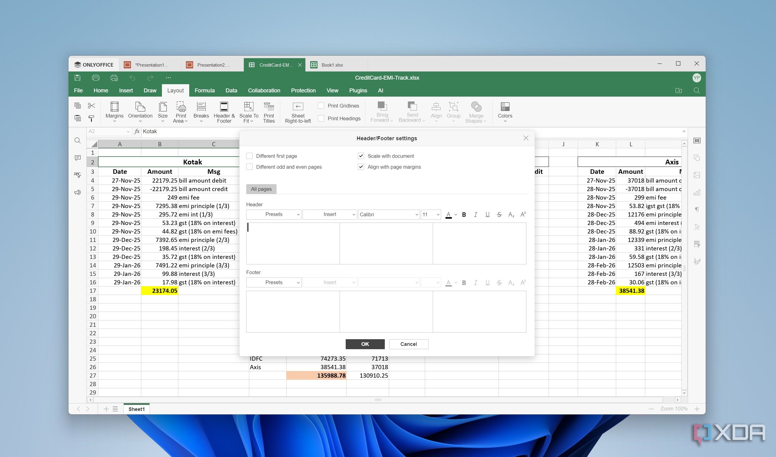 Окно таблиц OnlyOffice для работы с данными