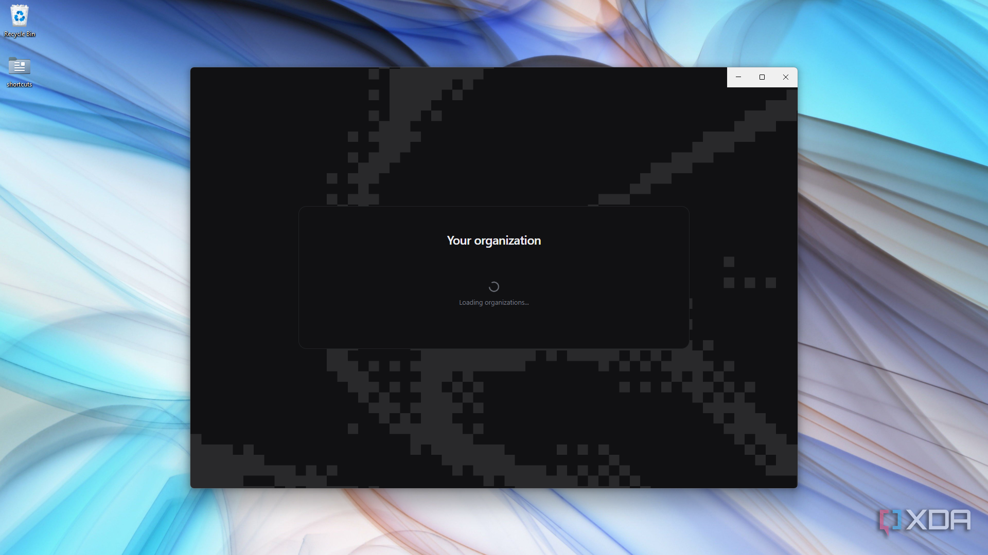 OpenWork booting with loading organization splash
