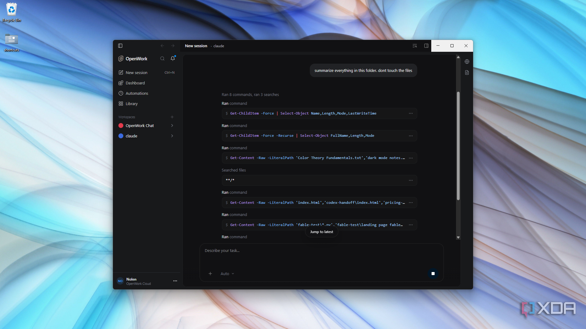 OpenWork executing scan commands on folder