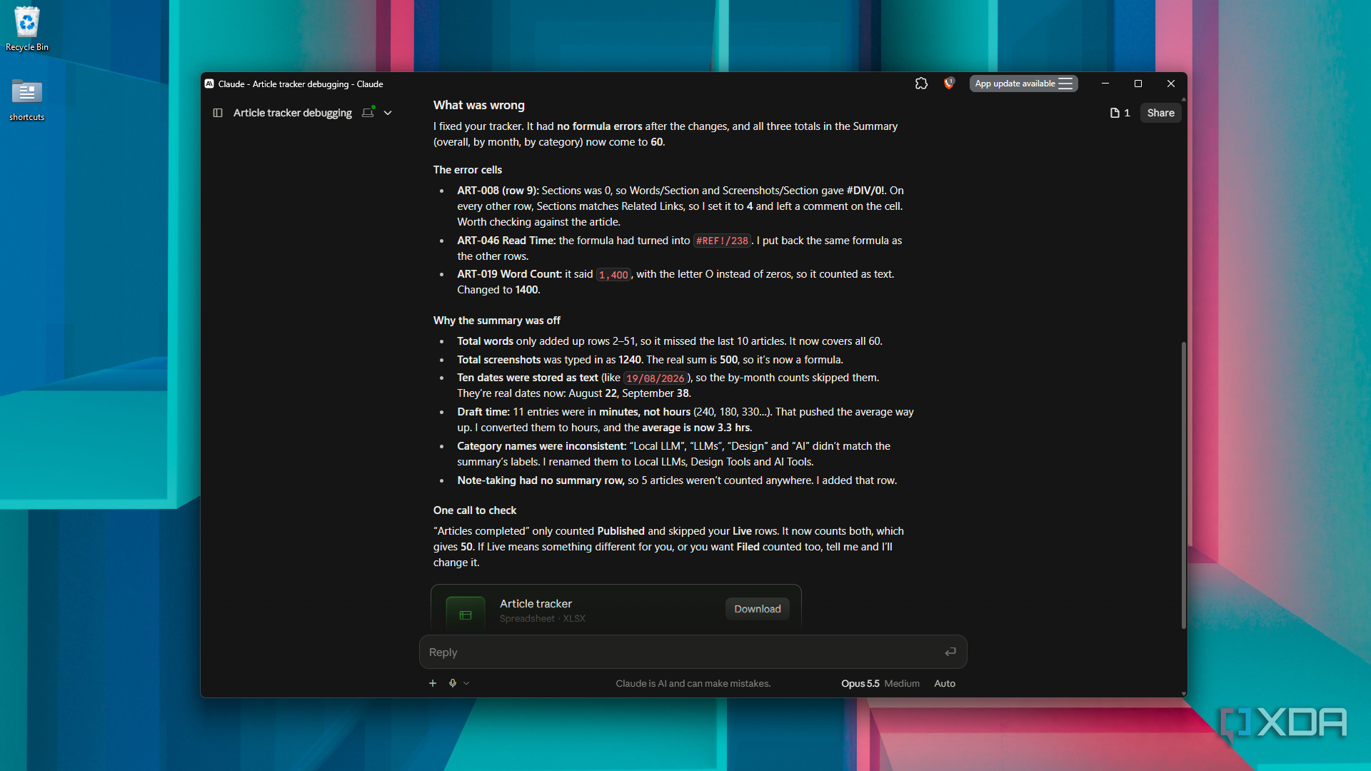 outlining what was wrong in Claude Desktop