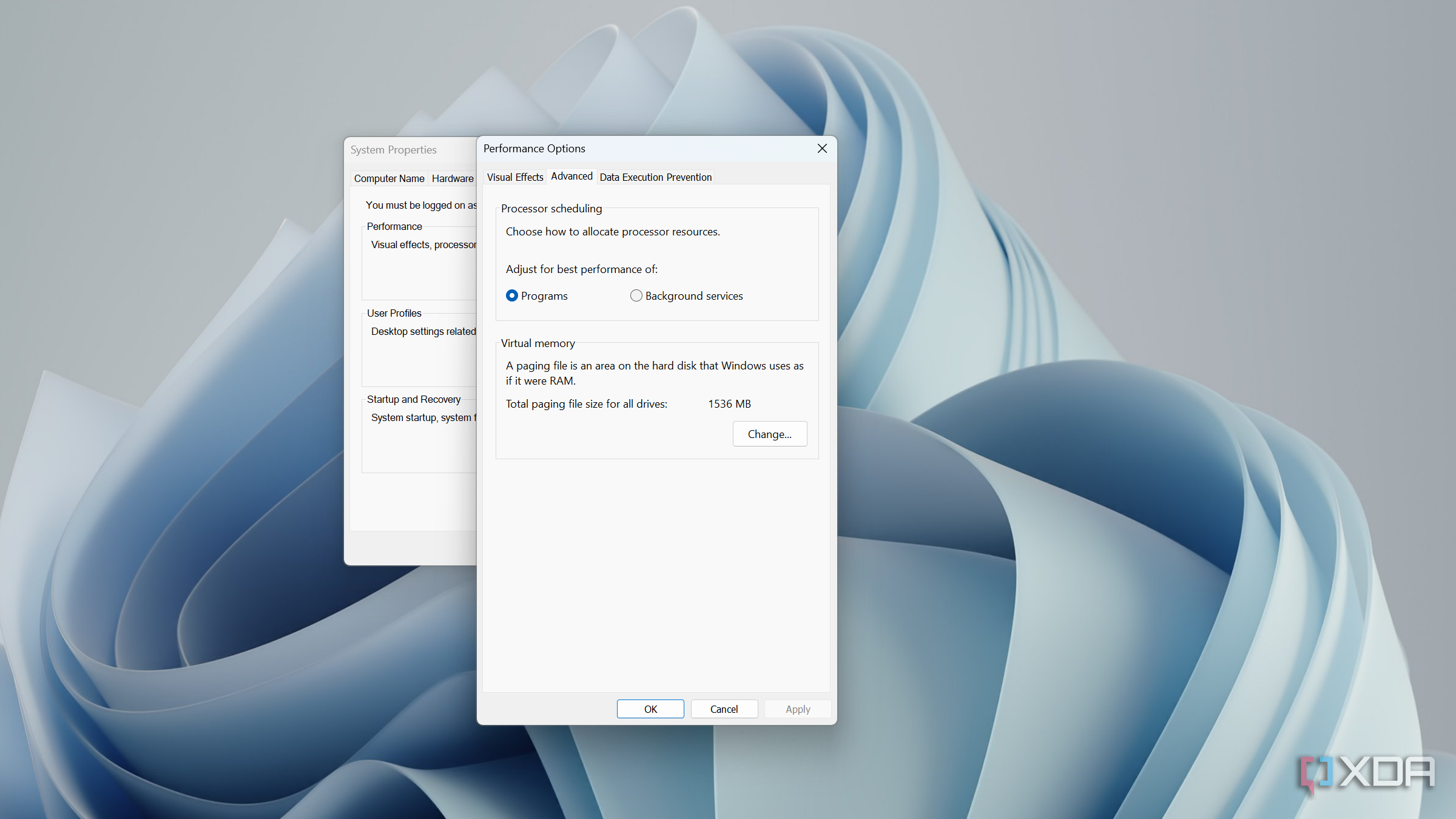 performance options on Windows 11