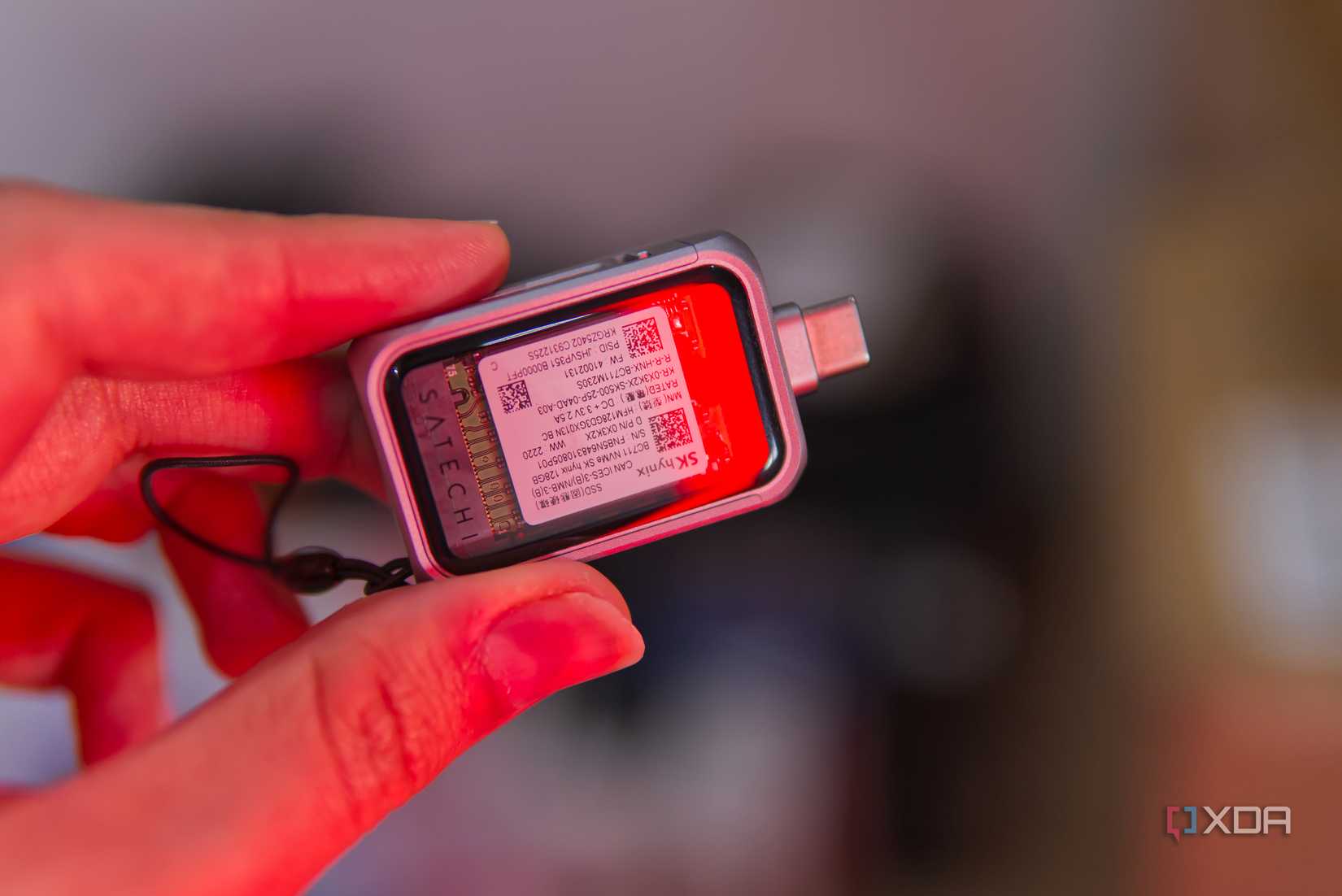 A portable SSD enclosure with an M.2 2230 SSD inside of it