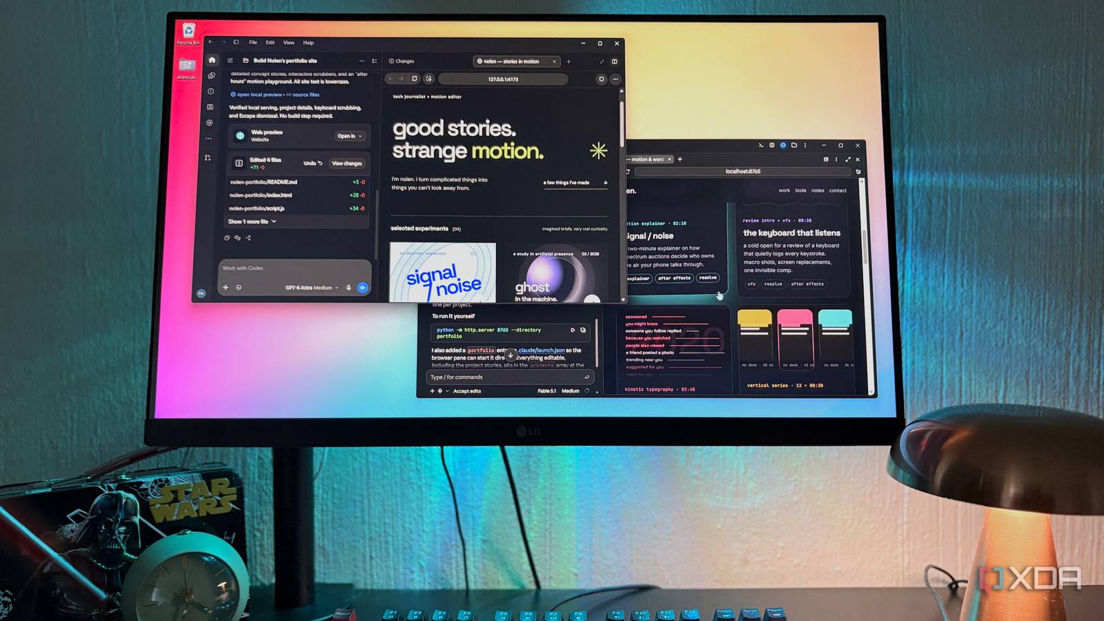 Fable 5.1 and GPT-6 Astra build different portfolio sites from the same prompt