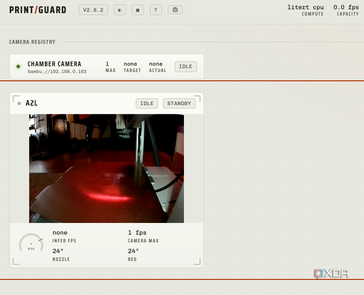 PrintGuard homepage idle camera