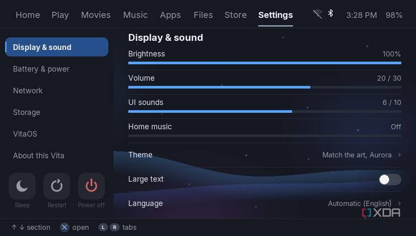 PS Vita Settings in VitaOS