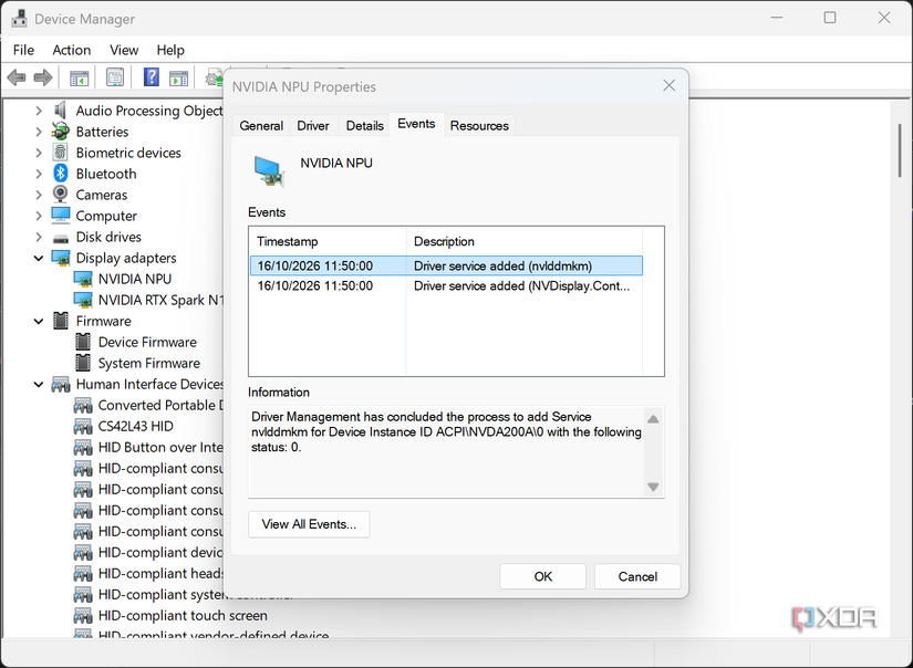 RTX Spark's NPU in the Windows Device Manager