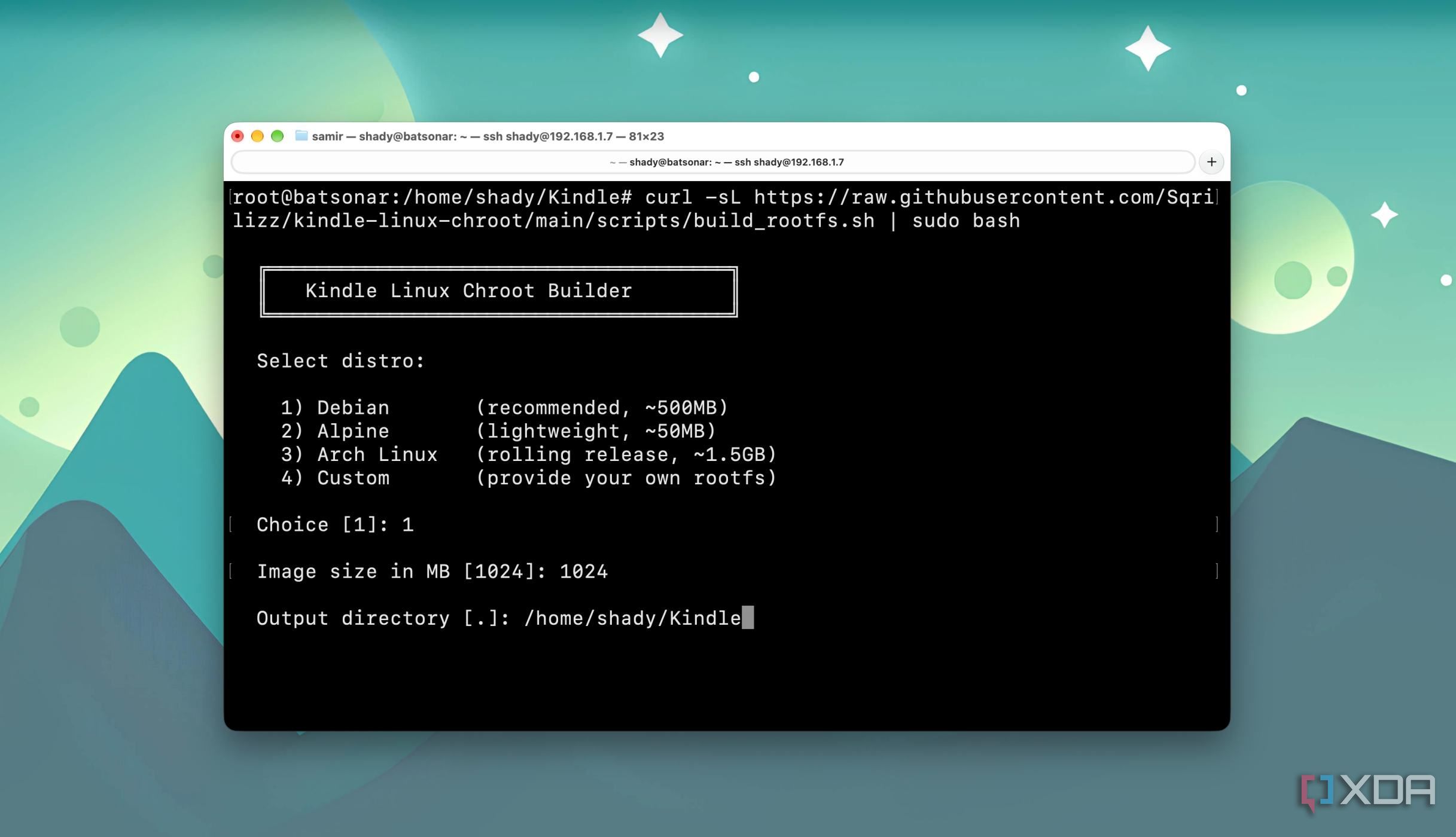 Running one-line script to build a linux image