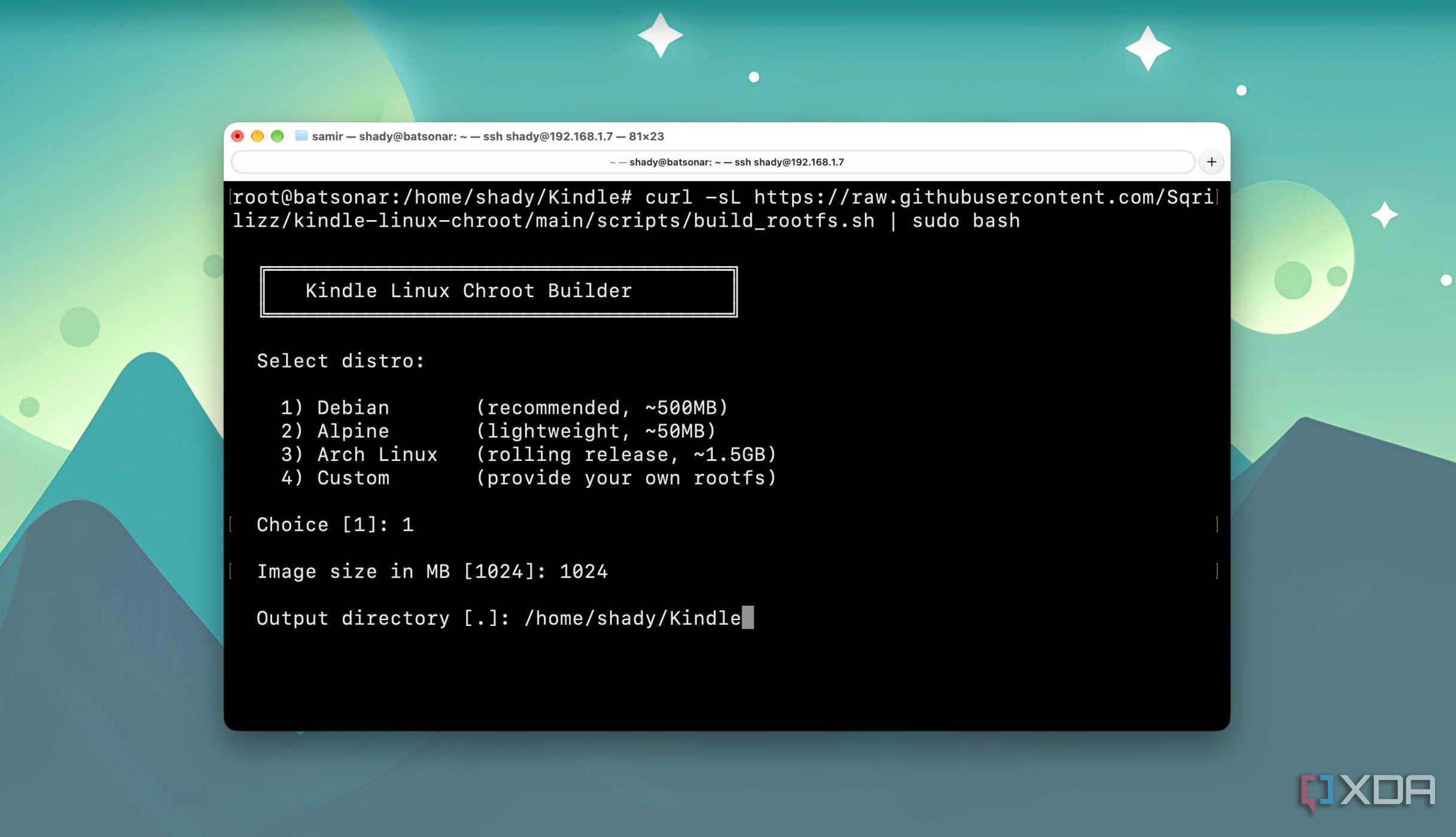Running one-line script to build a linux image