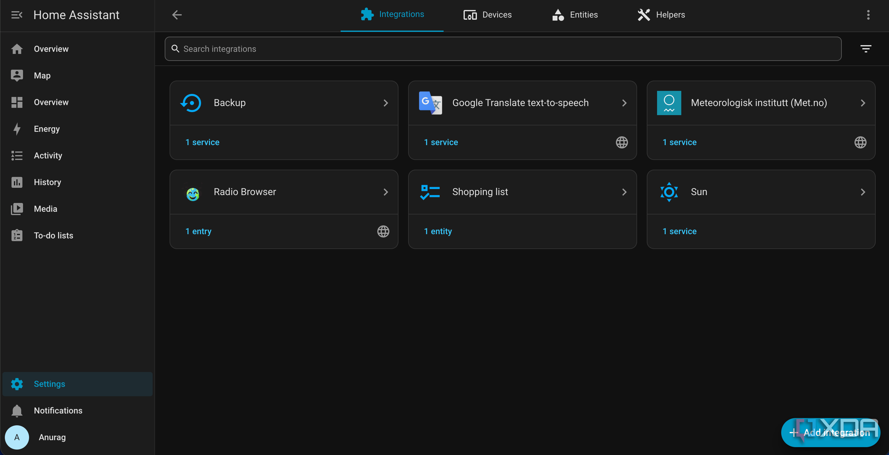 Home Assistant devices
