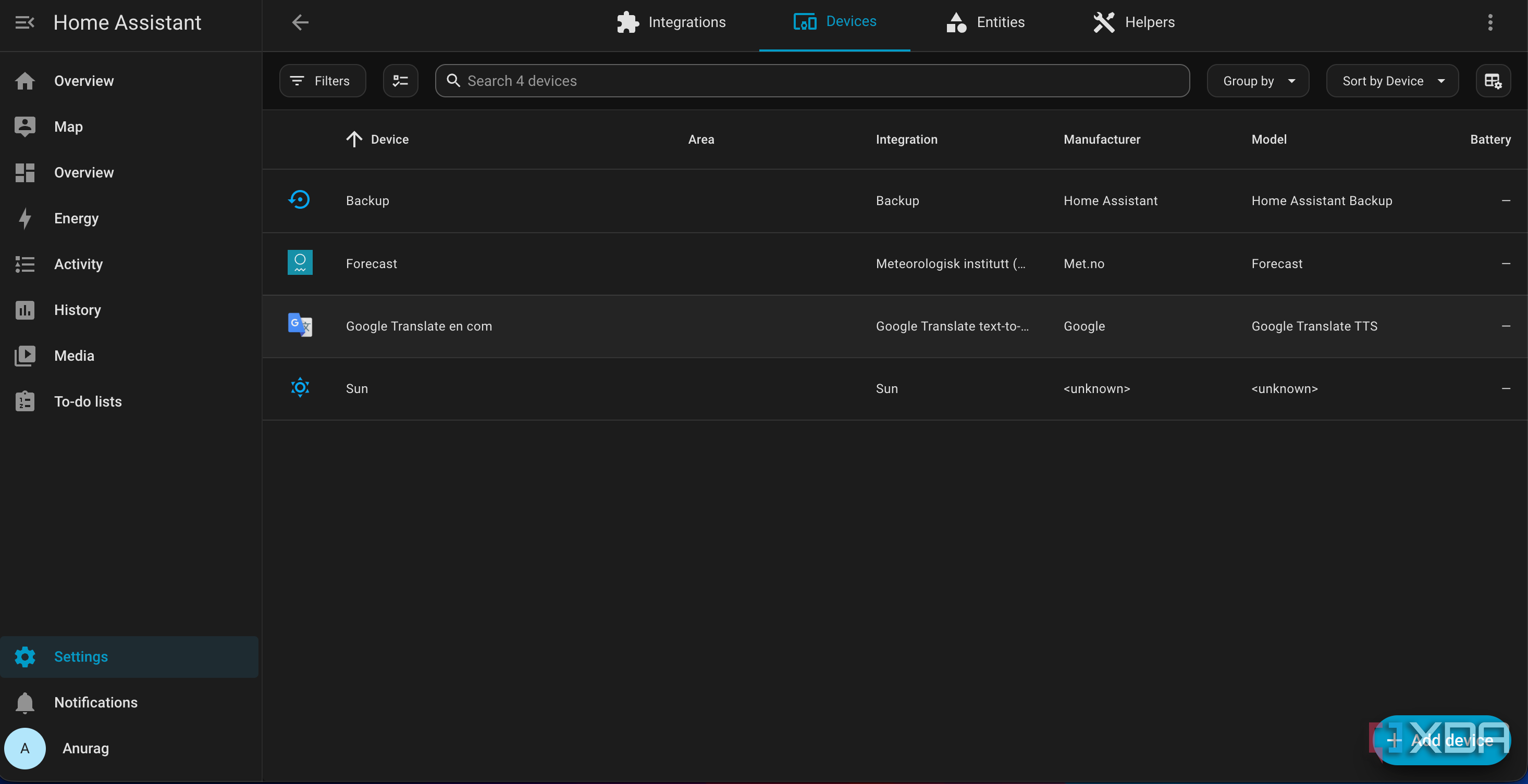 Home Assistant connections