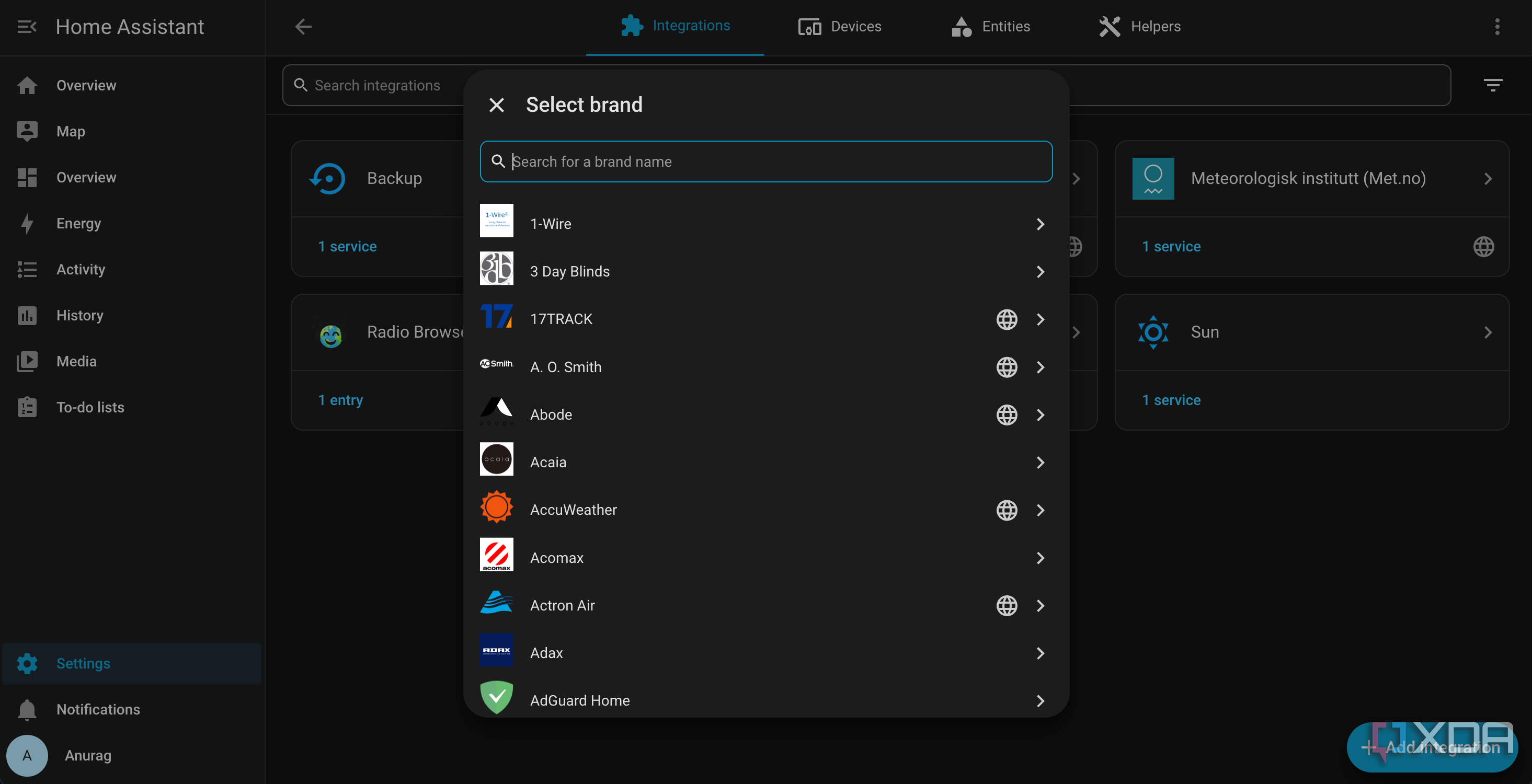 Home Assistant integrations