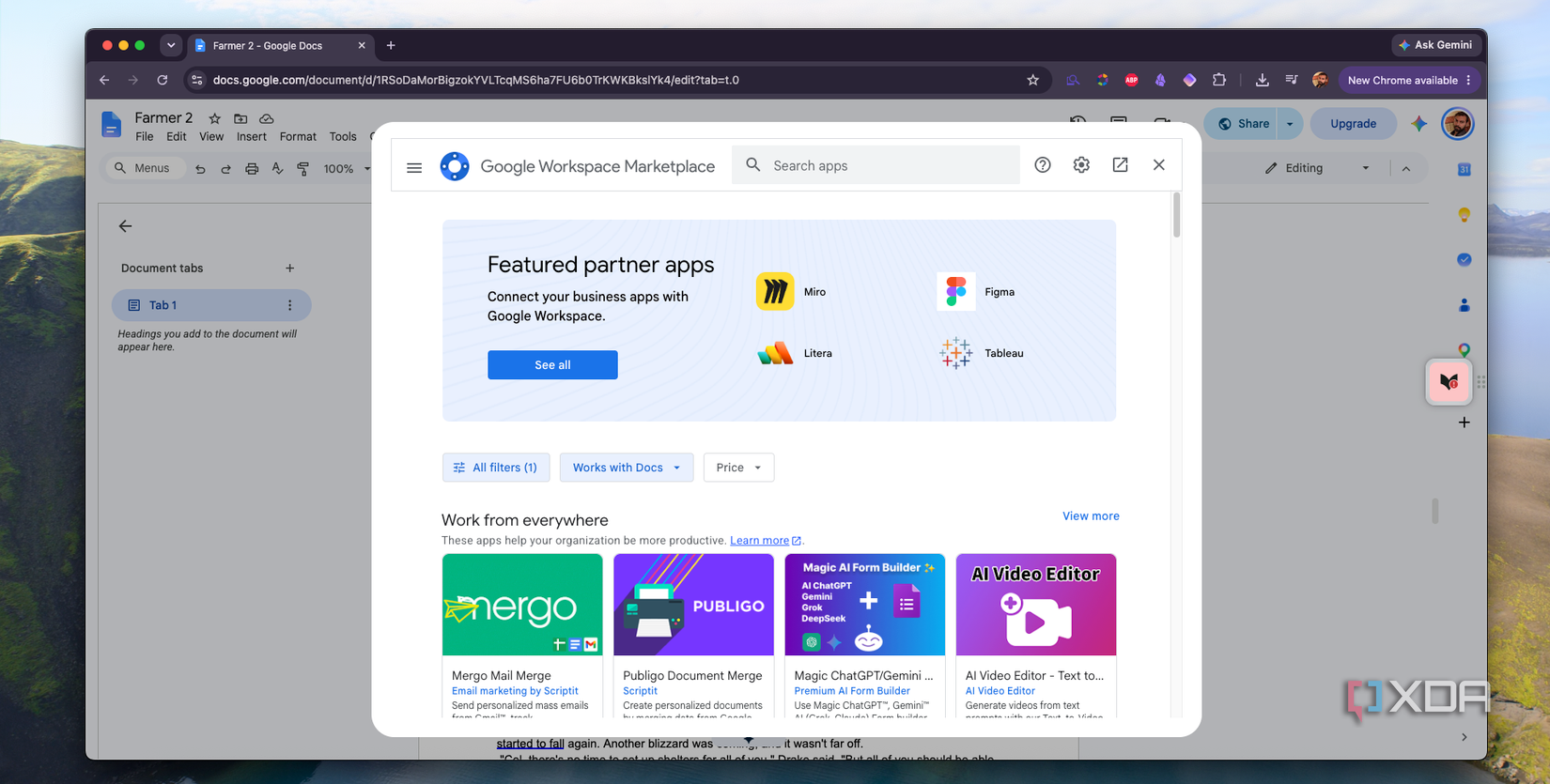 A list of tools available in Google Workspace
