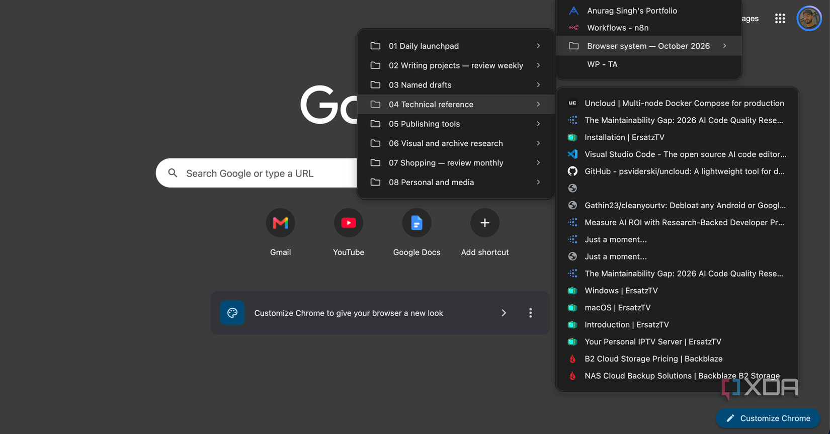AI bookmark with folders