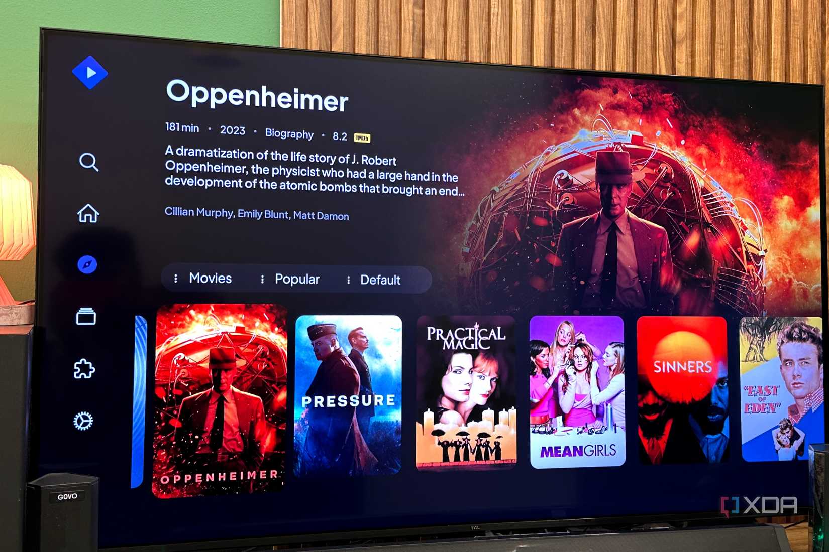 Stremio's discover page on 4K TV.