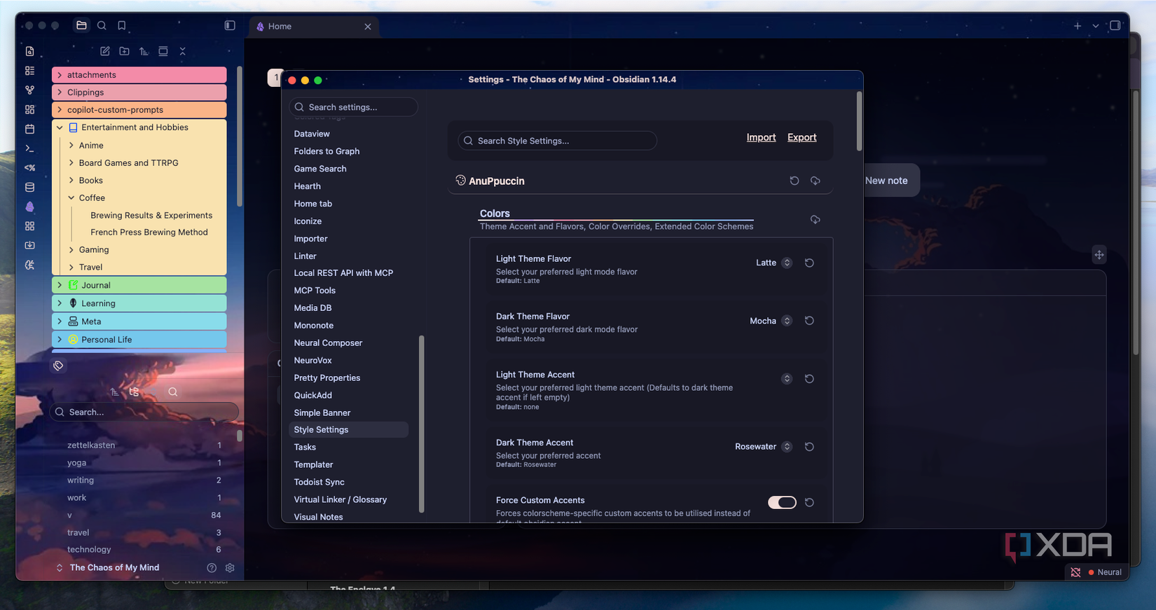 Style Settings options for AnuPpucin theme