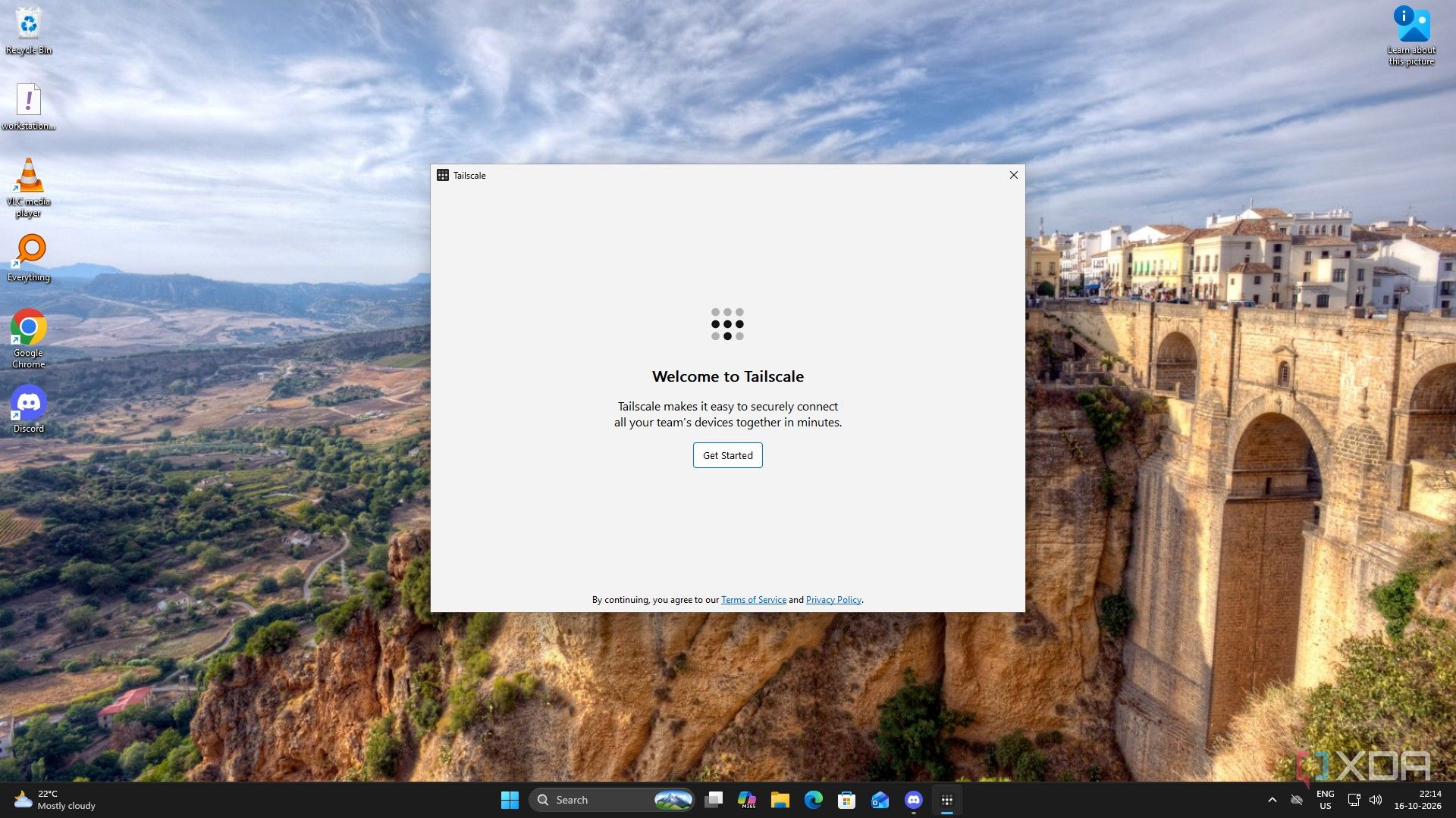 Tailscale app waiting for a login